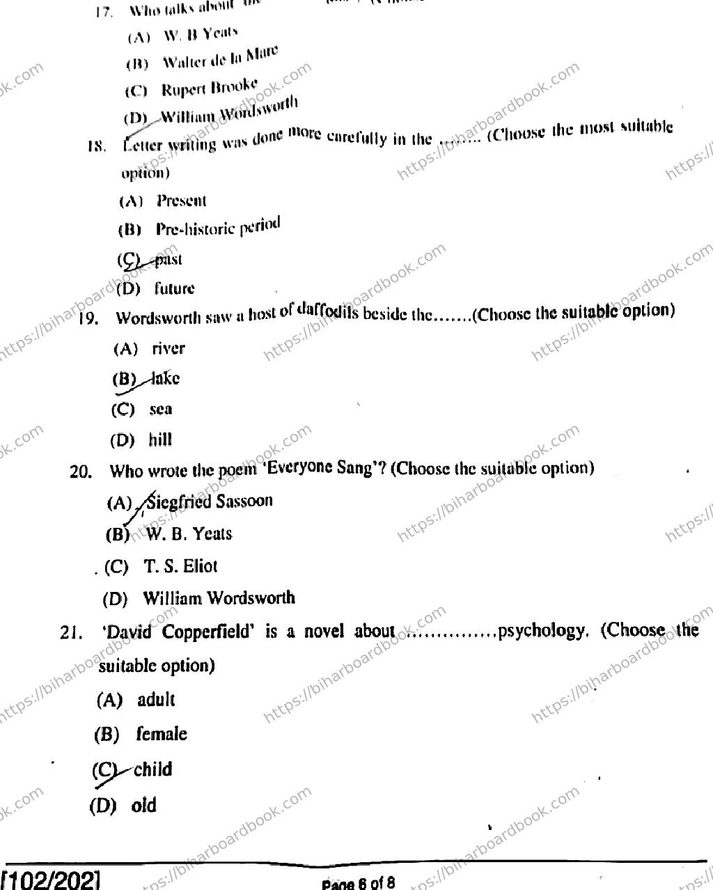 Bihar Board Class 12th 2018 English  102202  2018 Previous Year Paper 6