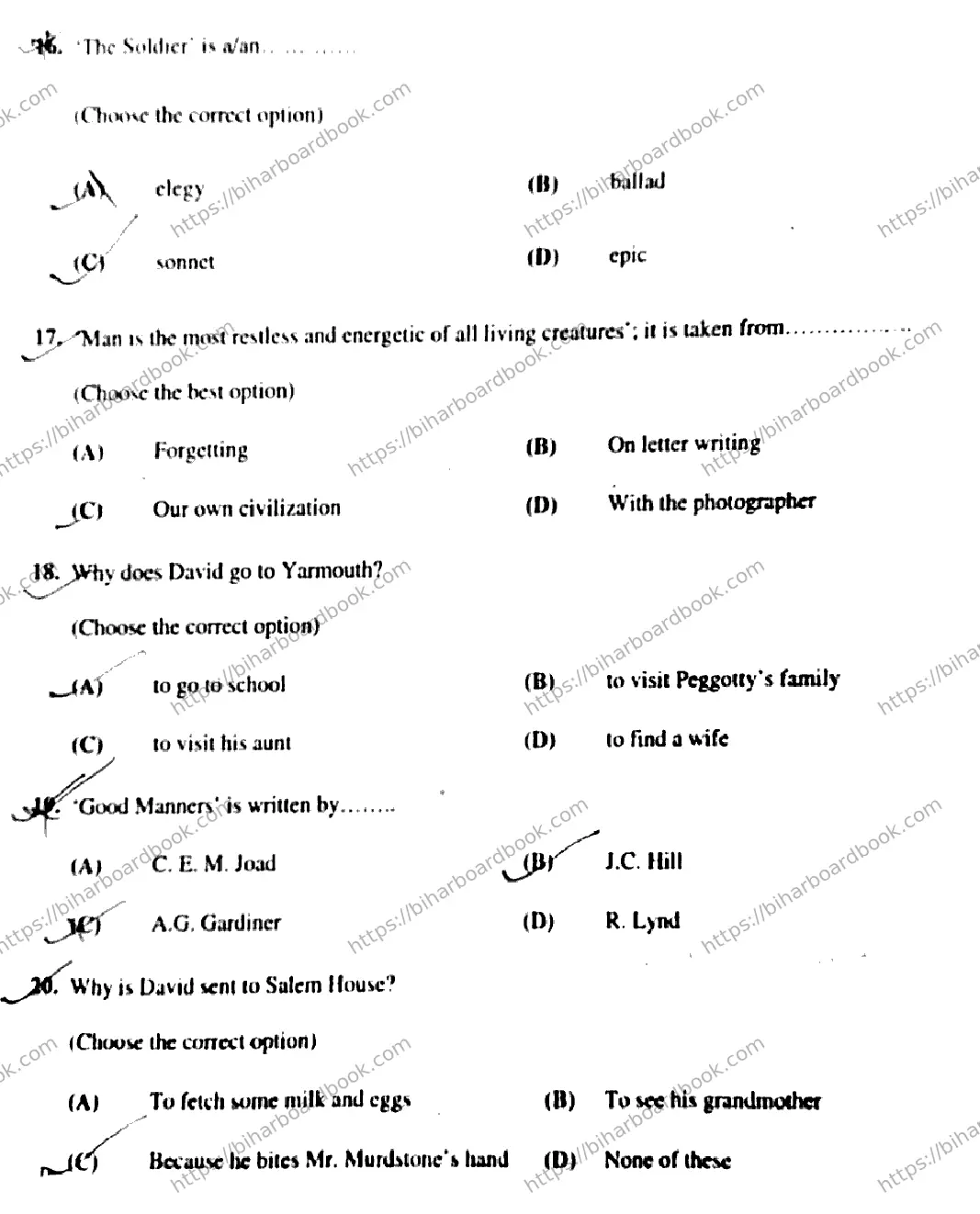 Bihar Board Class 12th 2019 English  102202I  2019 Previous Year Paper 5