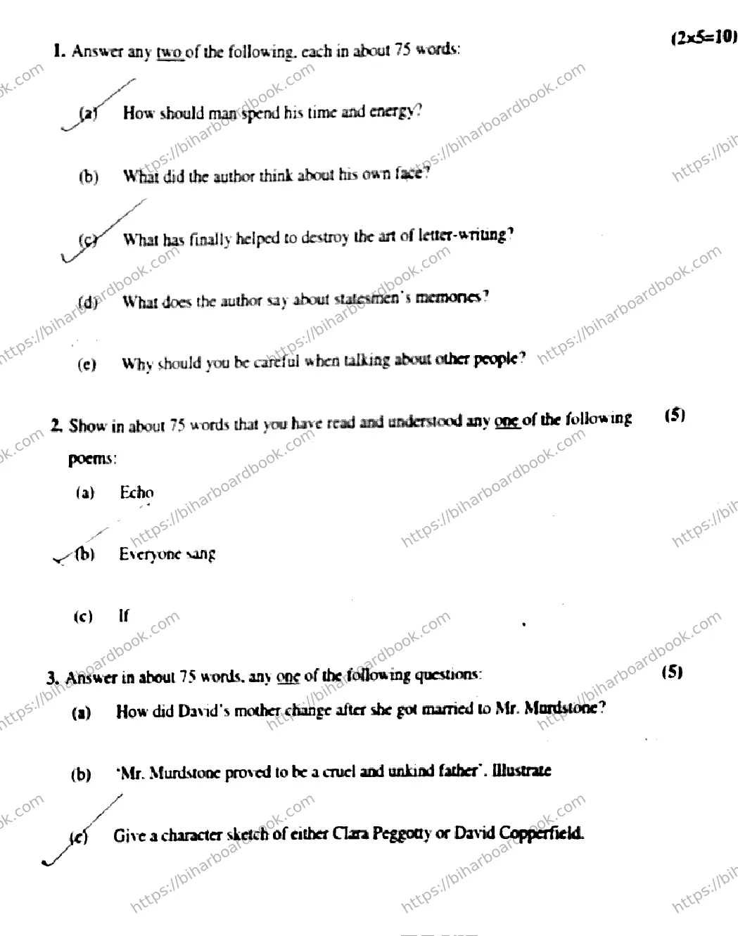 Bihar Board Class 12th 2019 English  102202I  2019 Previous Year Paper 7