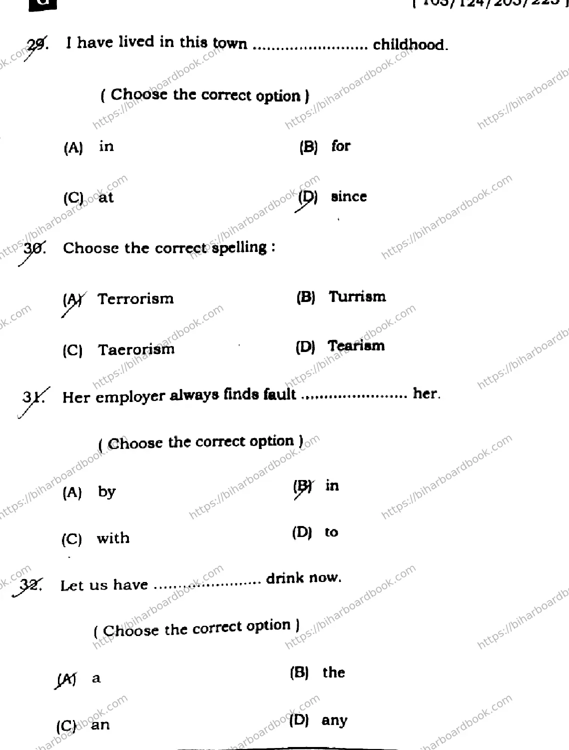 Bihar Board Class 12th 2025 English  105124205223  SetG Previous Year Paper 10