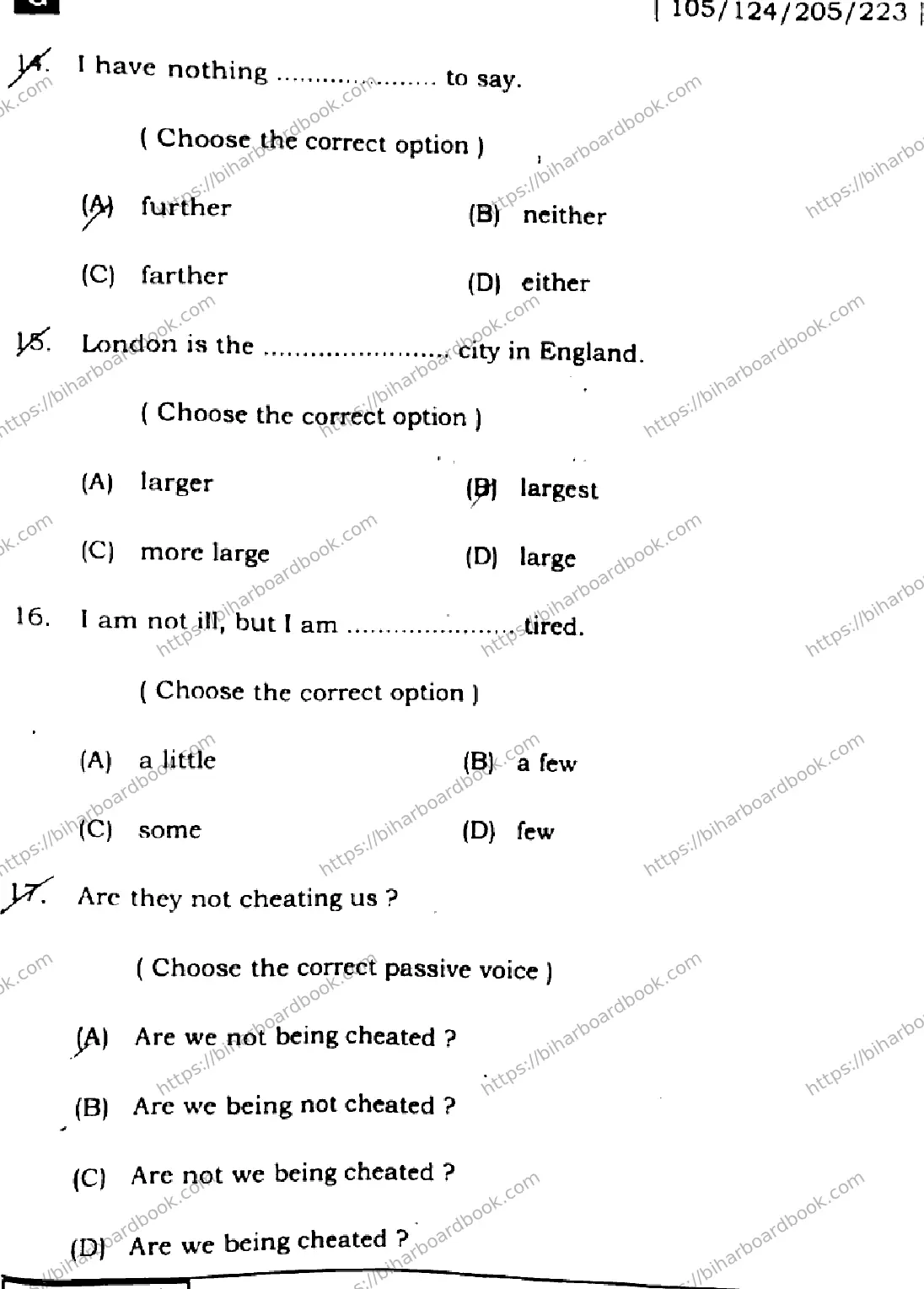 Bihar Board Class 12th 2025 English  105124205223  SetG Previous Year Paper 6