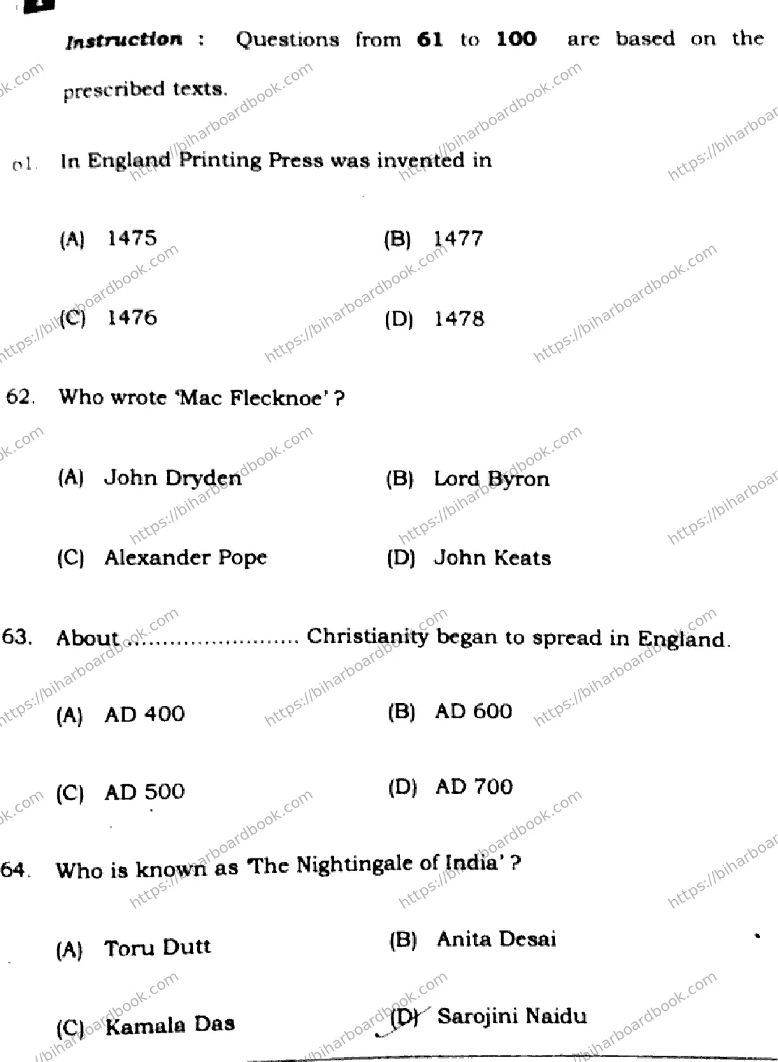 Bihar Board Class 12th 2025 English  105124205223  SetI Previous Year Paper 19