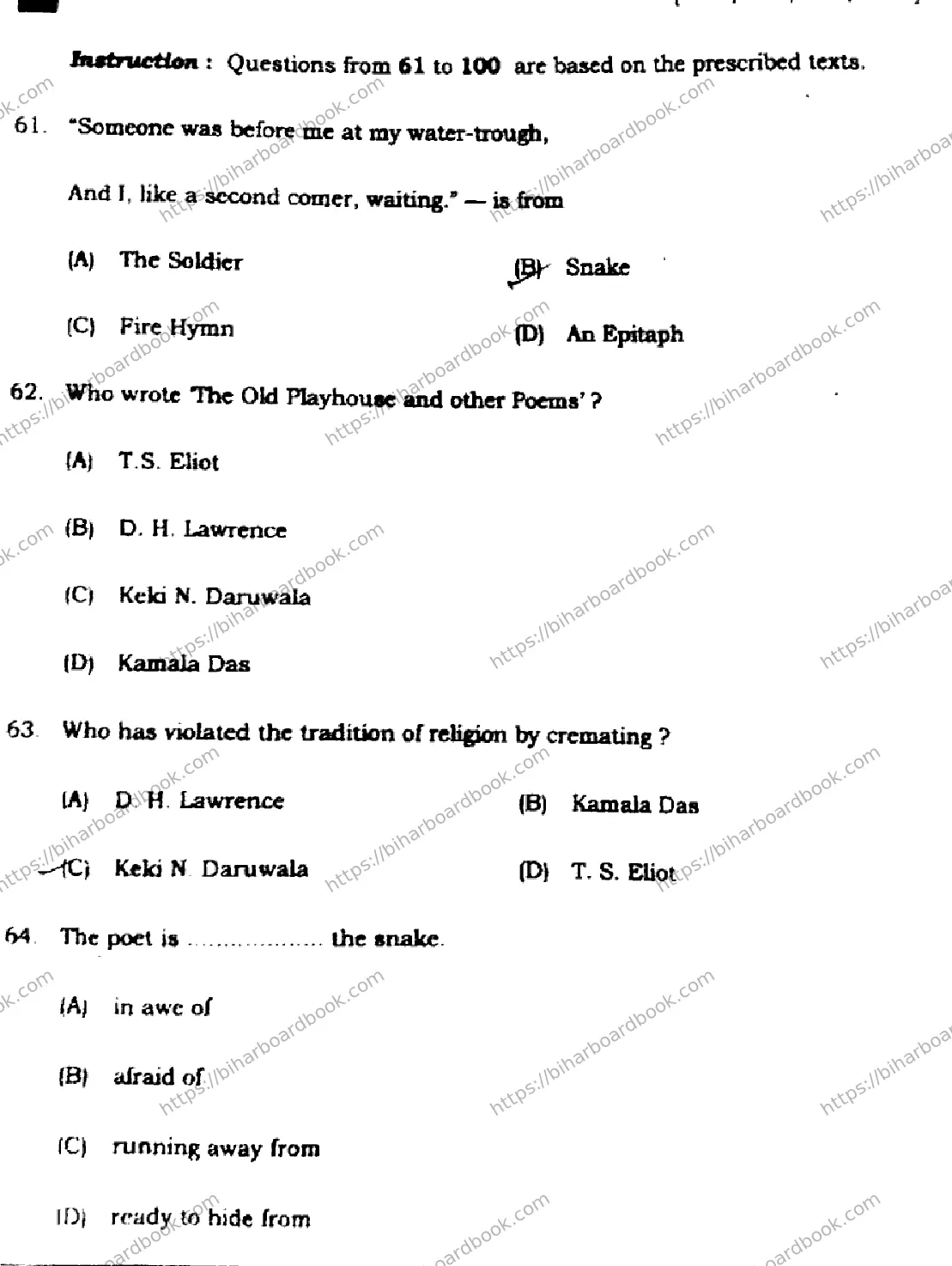 Bihar Board Class 12th 2022 English  105124205223E  2022 Previous Year Paper 18