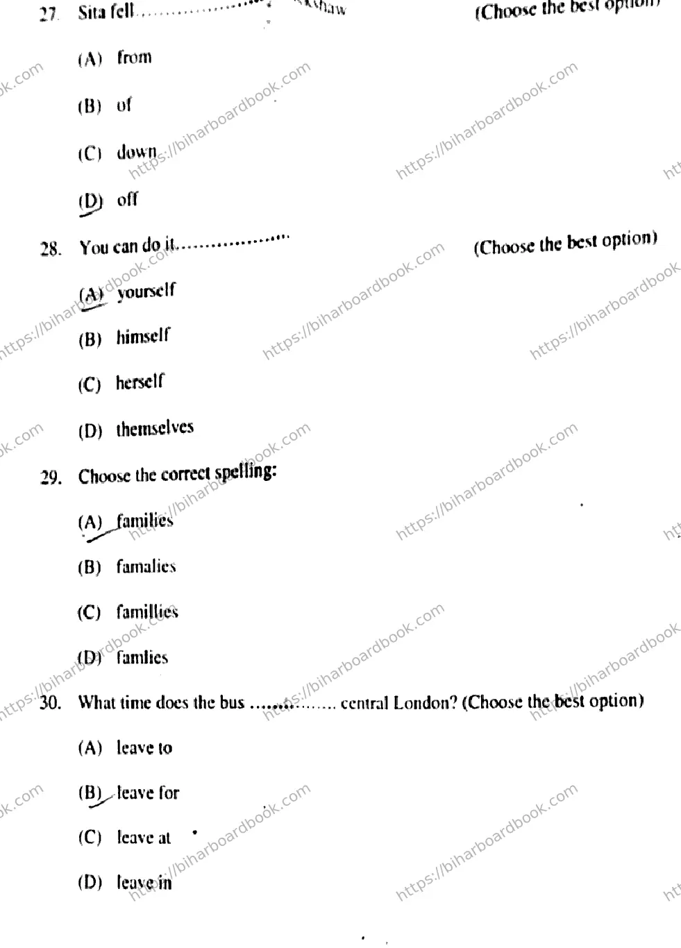 Bihar Board Class 12th 2018 English  105205  2018 Previous Year Paper 8