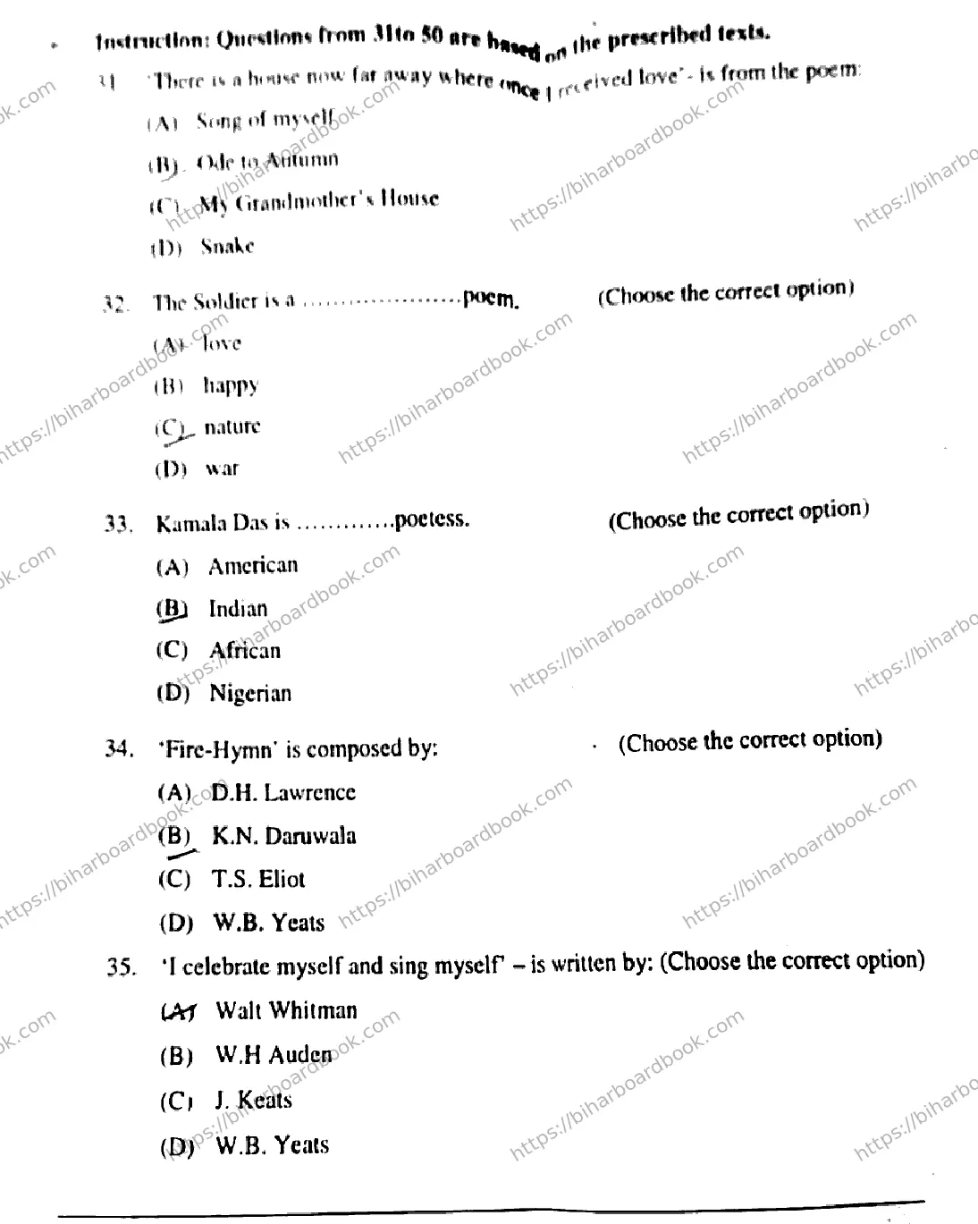 Bihar Board Class 12th 2018 English  105205  2018 Previous Year Paper 9
