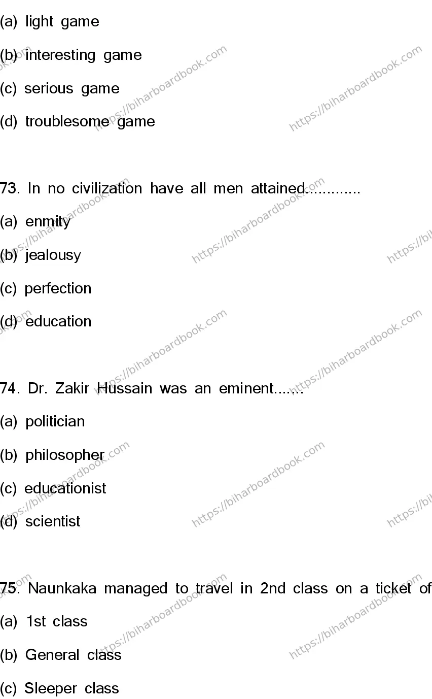Bihar Board Class 12th 2023 English Previous Year Paper 20
