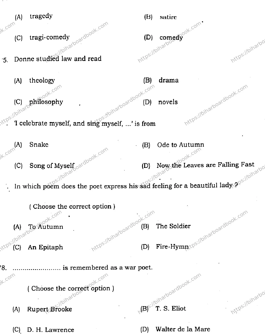 Bihar Board Class 12th 2021 English Compulsory  105205B  2021 Previous Year Paper 18