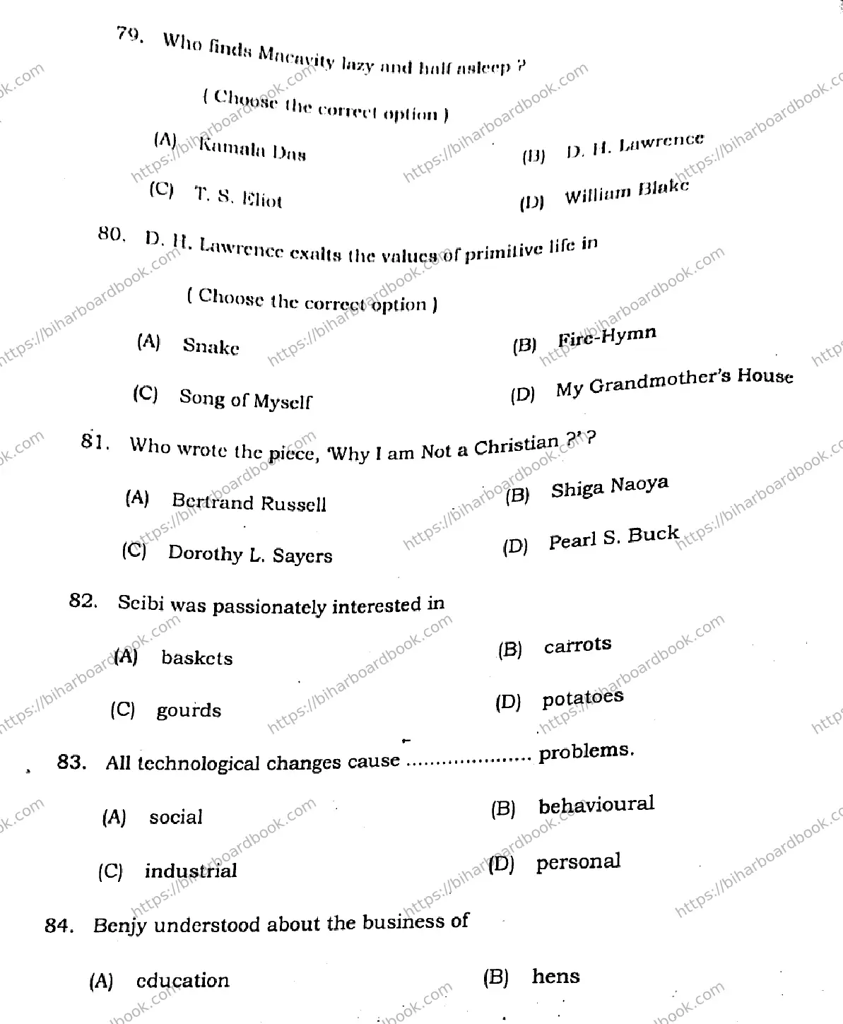 Bihar Board Class 12th 2021 English Compulsory  105205B  2021 Previous Year Paper 19