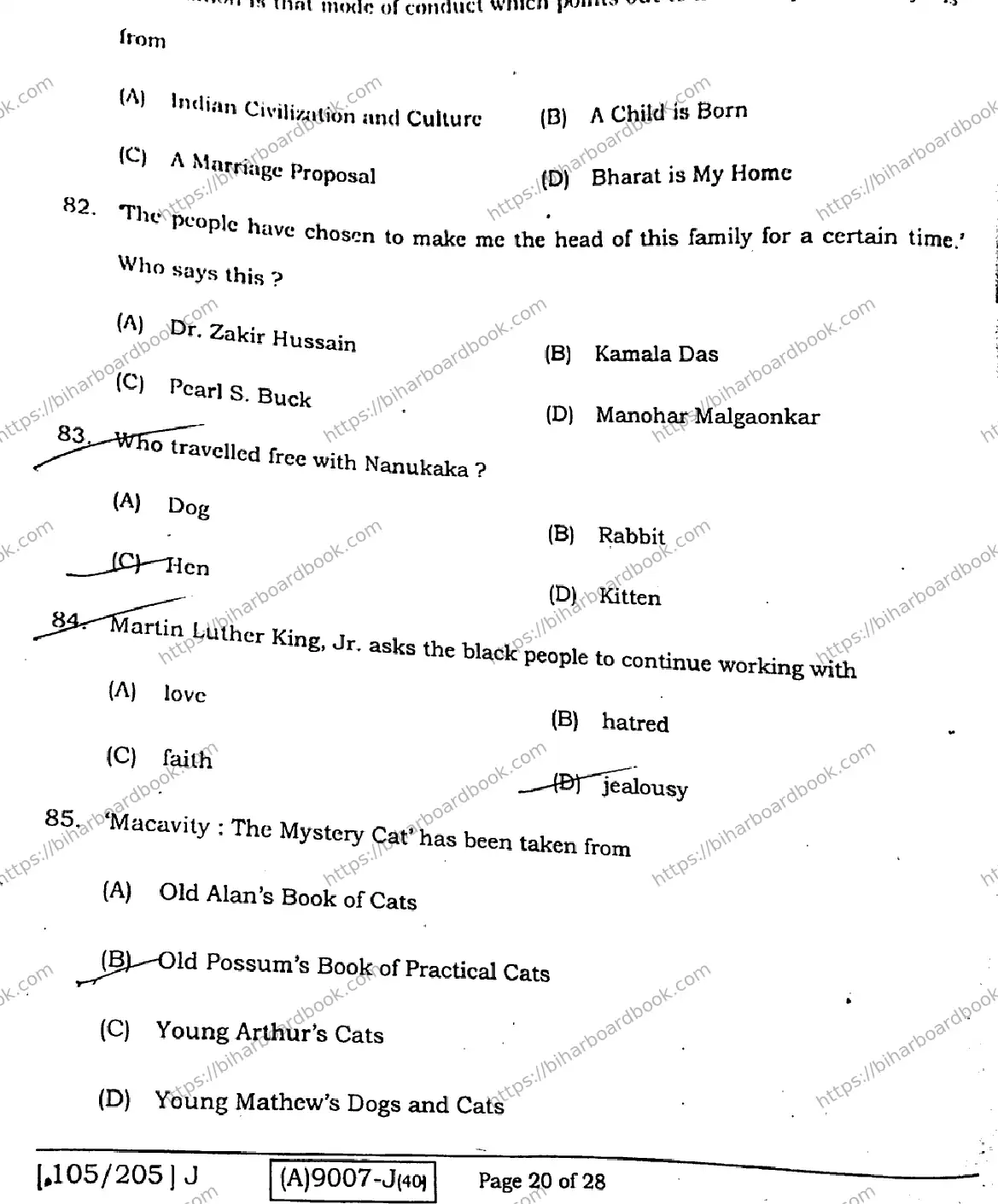 Bihar Board Class 12th 2021 English Compulsory  105205J  2021 Previous Year Paper 19
