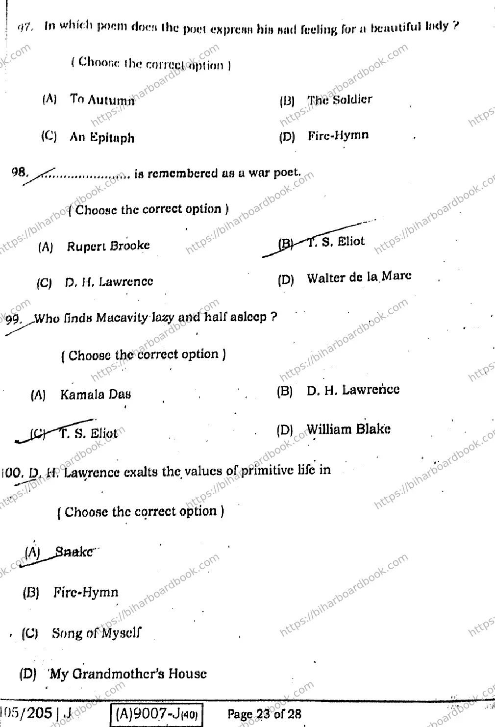 Bihar Board Class 12th 2021 English Compulsory  105205J  2021 Previous Year Paper 22