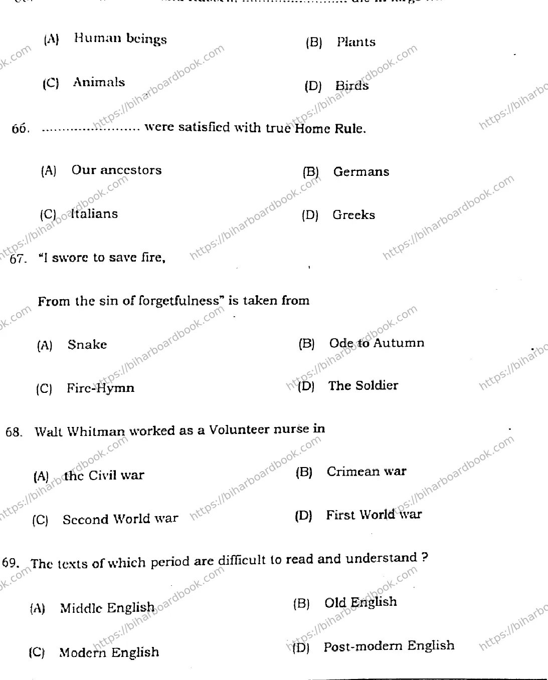 Bihar Board Class 12th 2021 English Compulsory  305F  2021 Previous Year Paper 16
