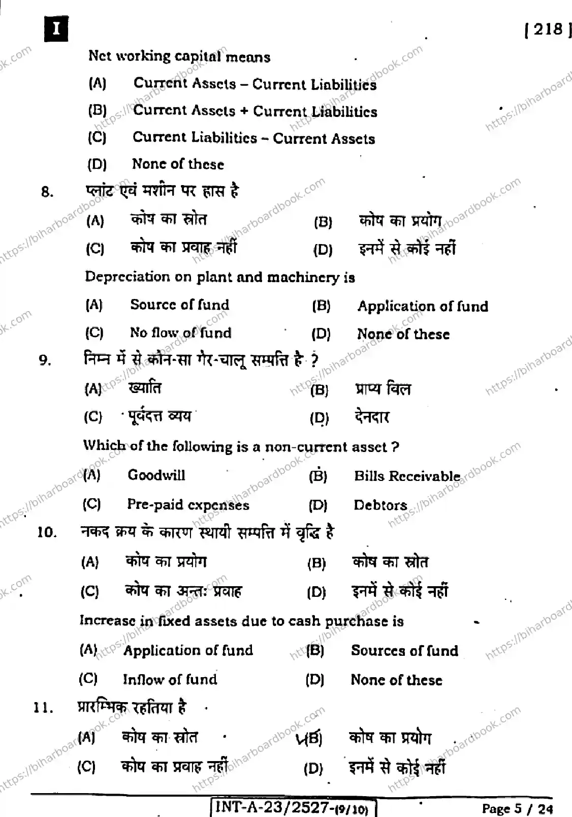 Bihar Board Class 12th 2023 Entrepreneurship Previous Year Paper 5