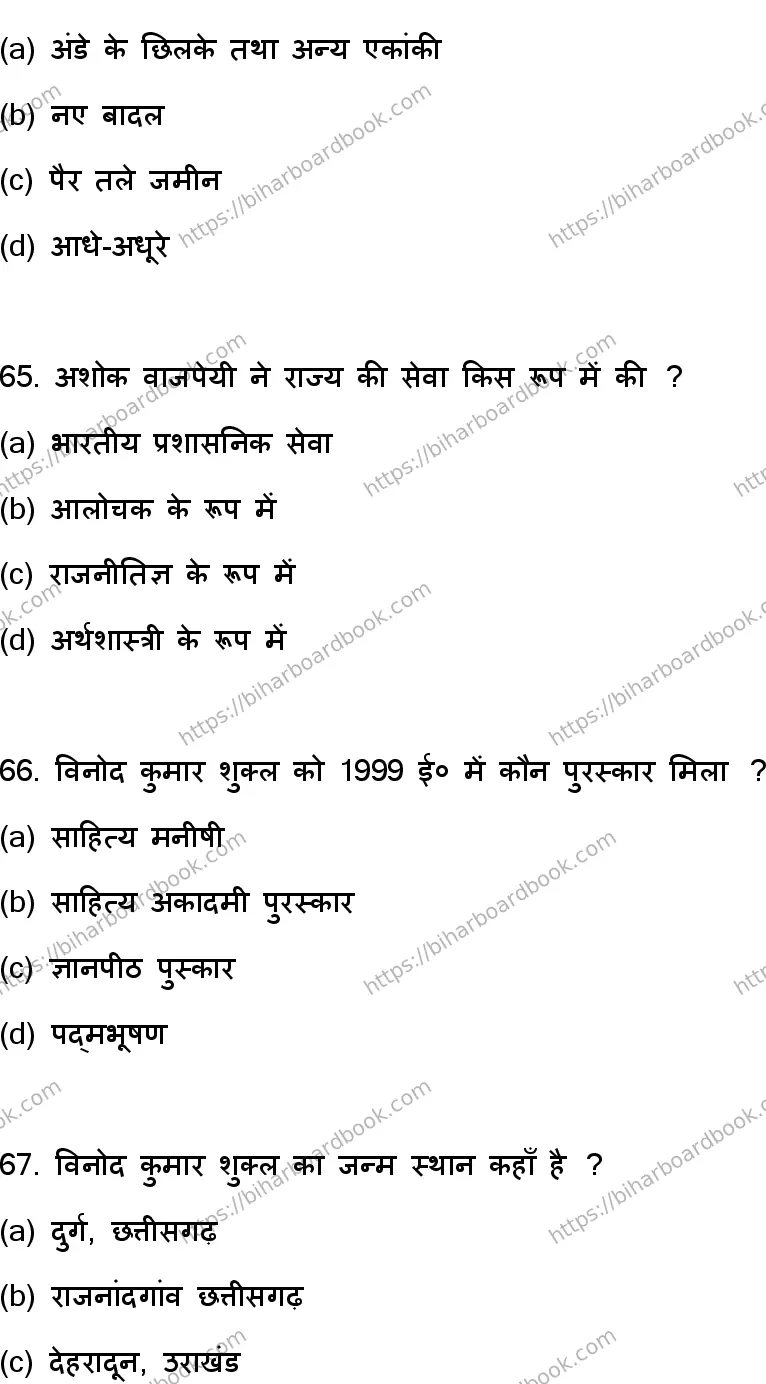 Bihar Board Class 12th 2023 Hindi Previous Year Paper 18