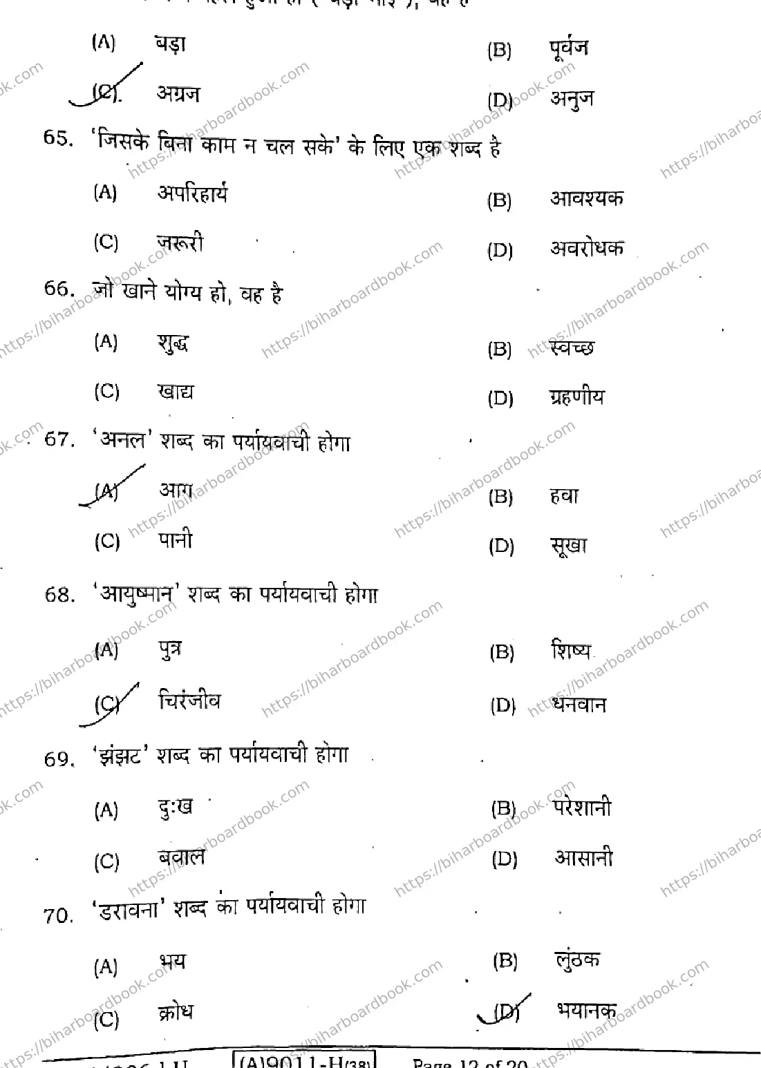 Bihar Board Class 12th 2021 Hindi Compulsory  106206H  2021 Previous Year Paper 12