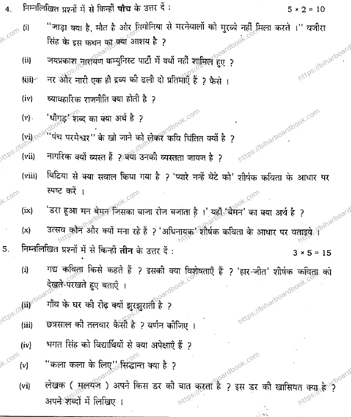 Bihar Board Class 12th 2021 Hindi Compulsory  306C  2021 Previous Year Paper 19