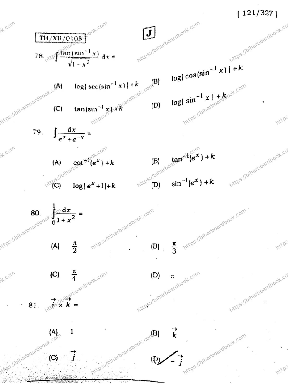 Bihar Board Class 12th 2026 MATHEMATICS-121-327-SET-J Previous Year Paper 25