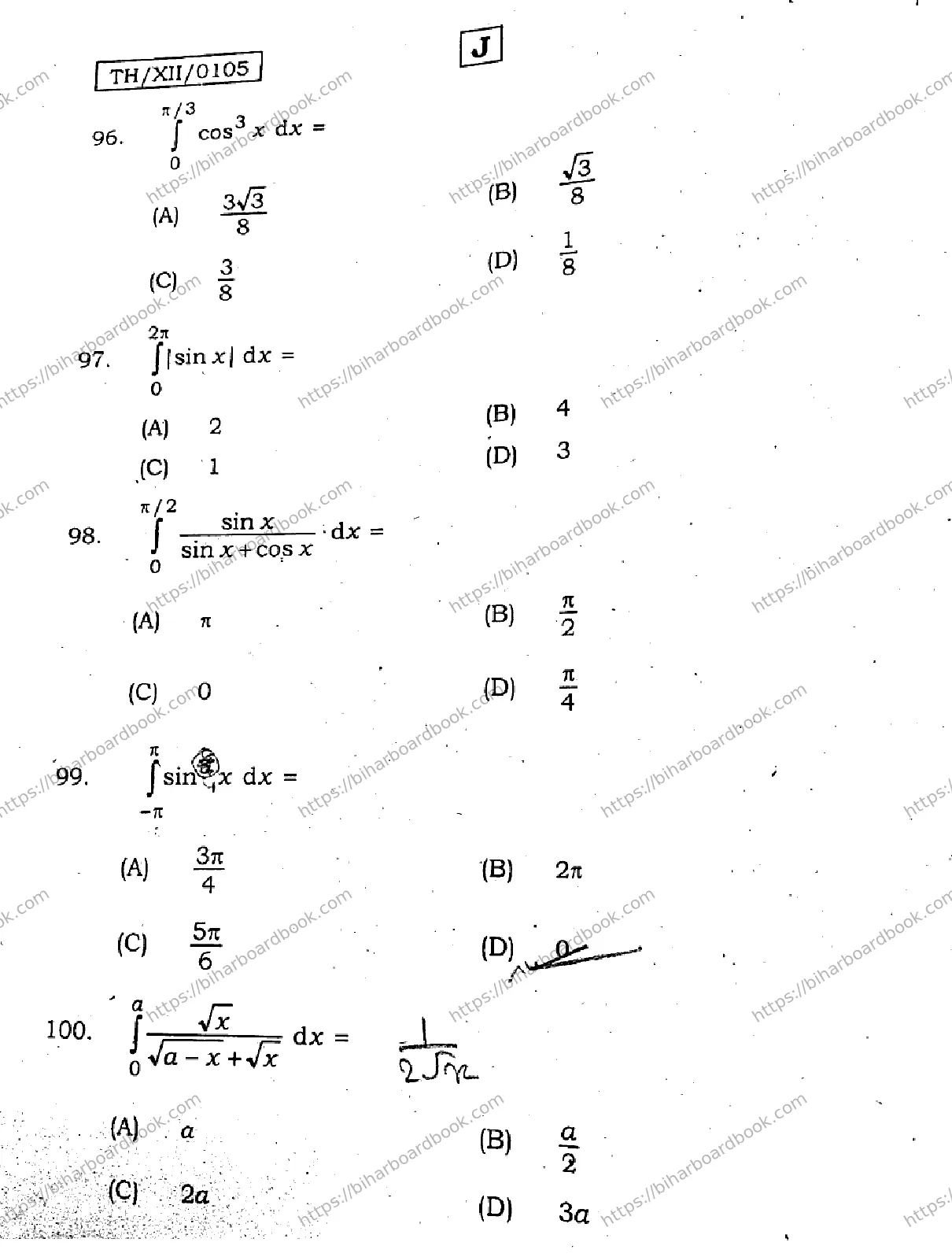 Bihar Board Class 12th 2026 MATHEMATICS-121-327-SET-J Previous Year Paper 31