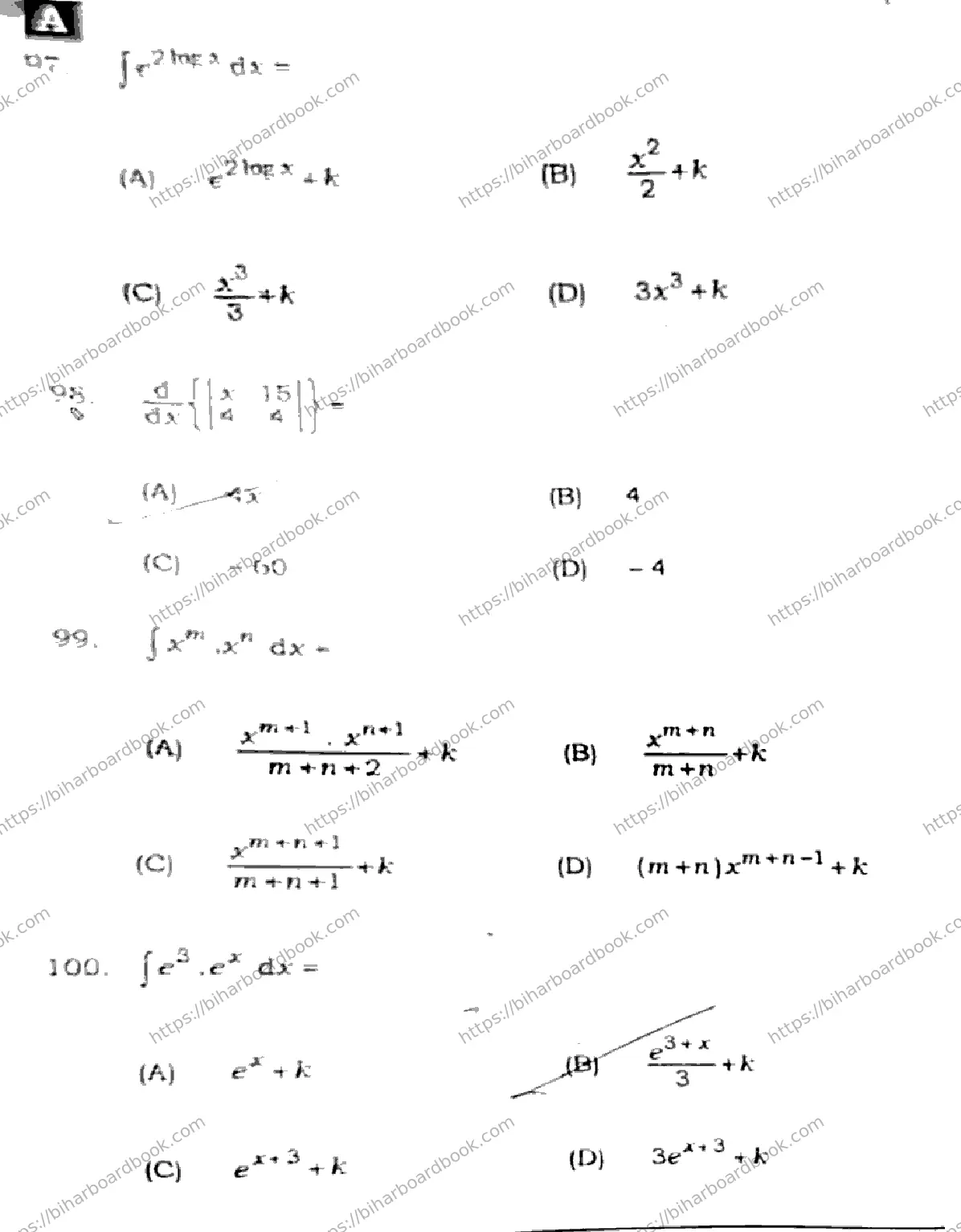Bihar Board Class 12th 2025 Mathematics  121327  SetA Previous Year Paper 31