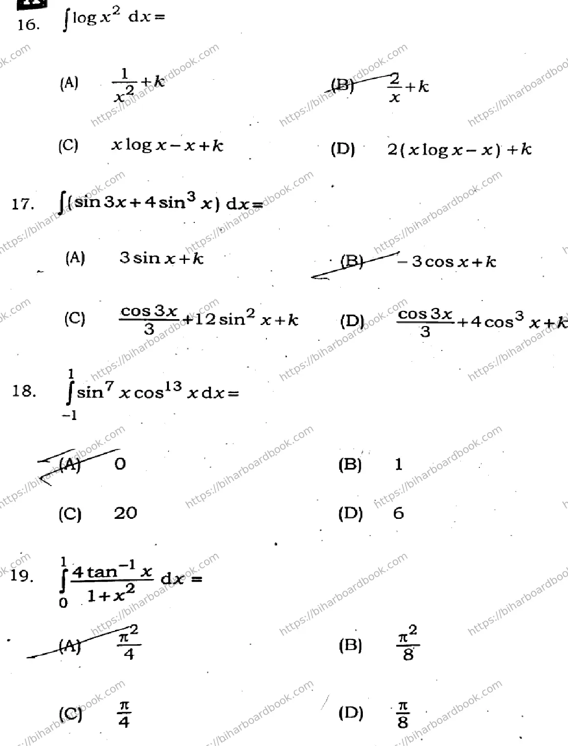 Bihar Board Class 12th 2025 Mathematics  121327  SetA Previous Year Paper 6