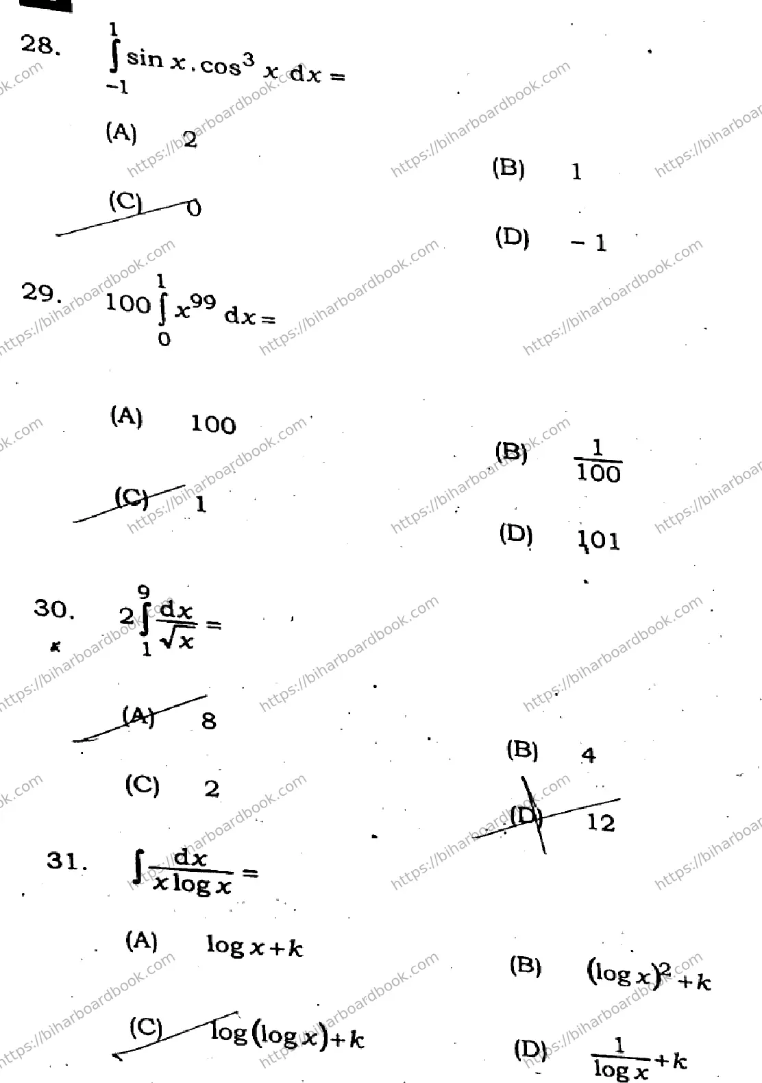Bihar Board Class 12th 2025 Mathematics  121327  SetA Previous Year Paper 9