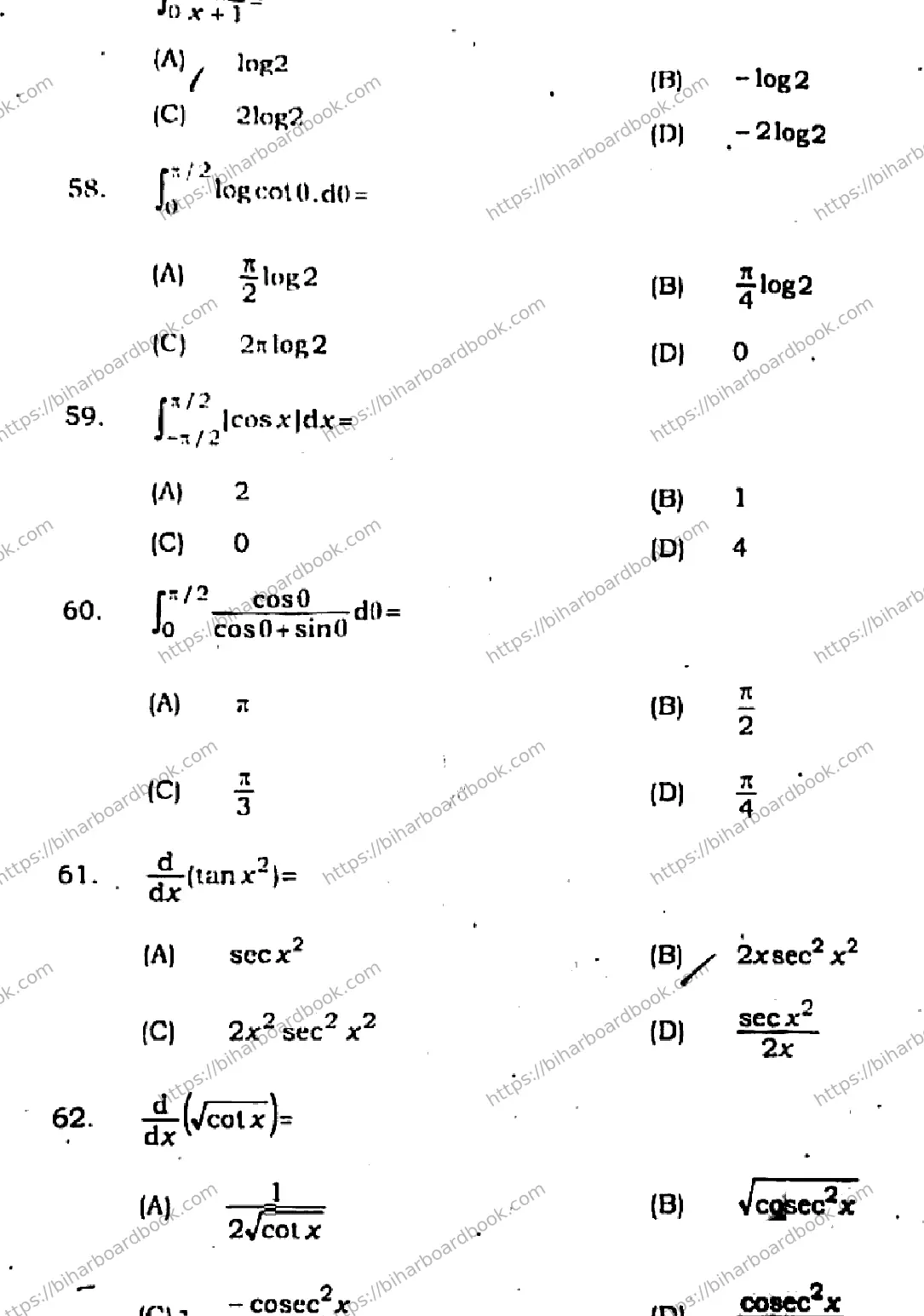 Bihar Board Class 12th 2021 Mathematics  121327I  2021 Previous Year Paper 16