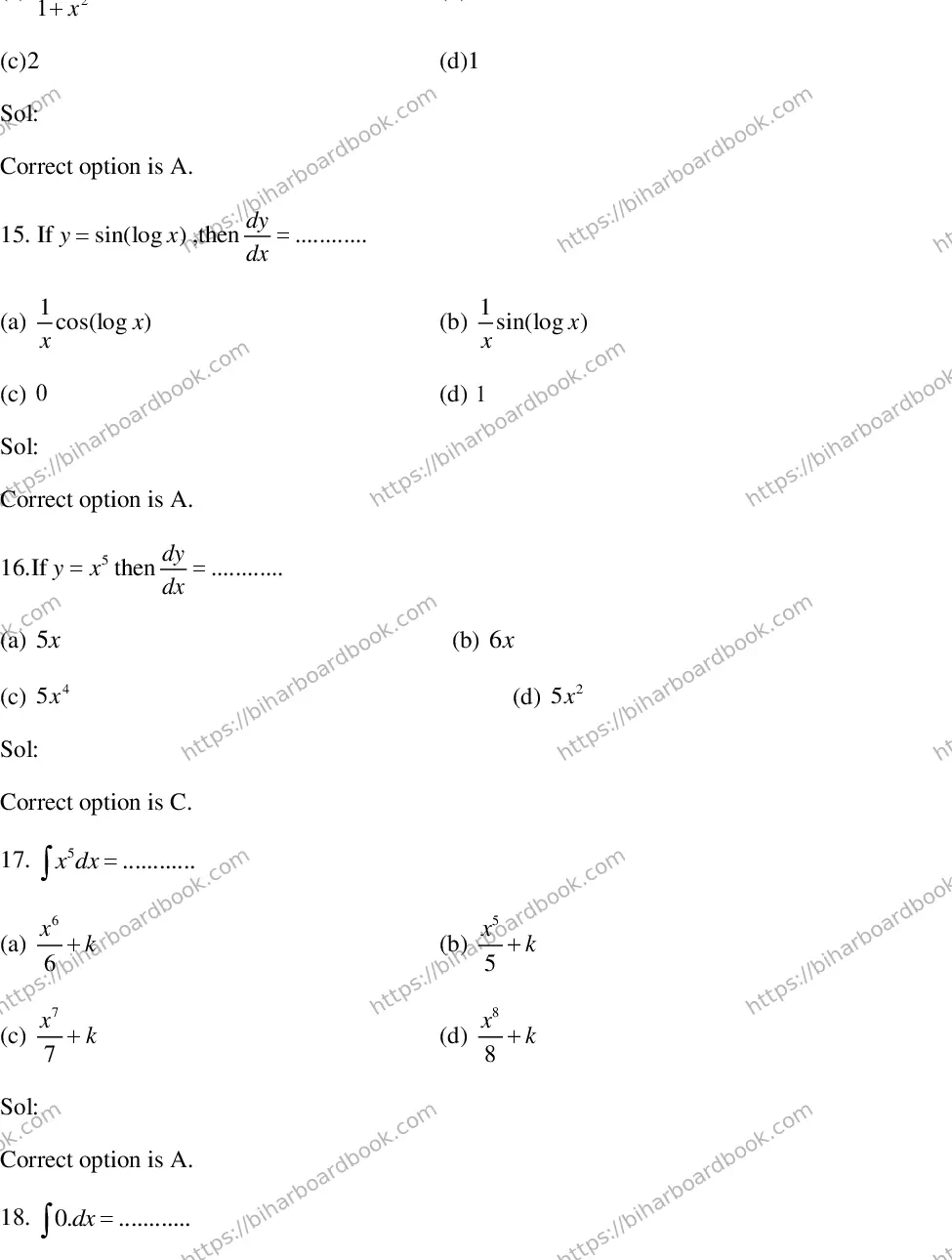 Bihar Board Class 12th 2017 Mathematics  2017 Previous Year Paper 5