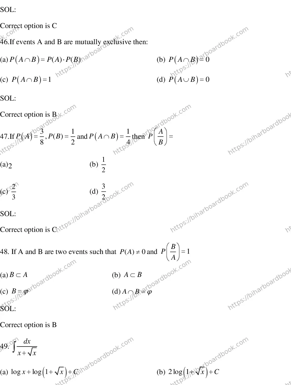 Bihar Board Class 12th 2018 Mathematics  2018 Previous Year Paper 13