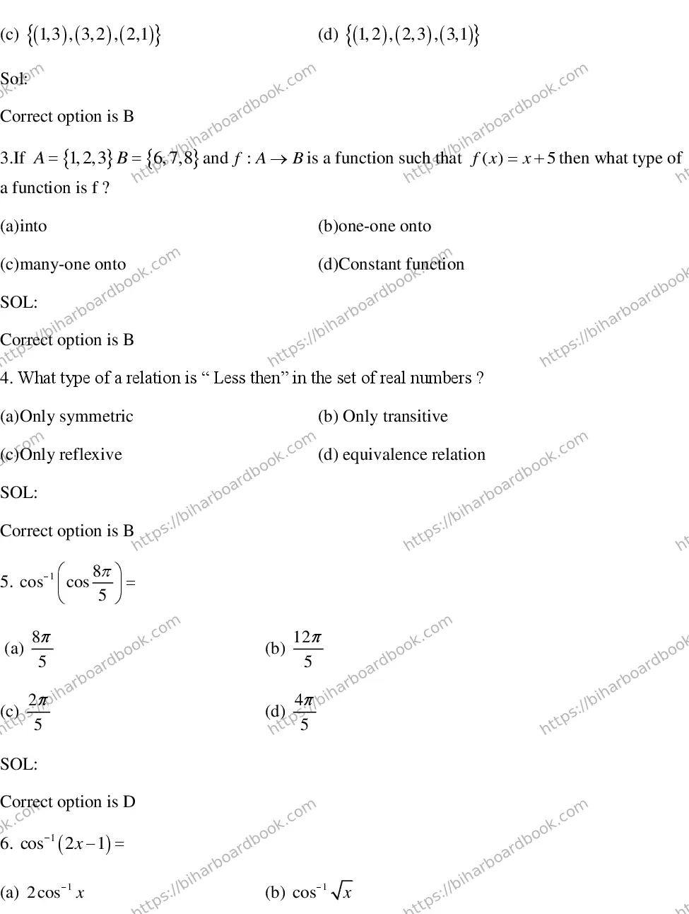 Bihar Board Class 12th 2018 Mathematics  2018 Previous Year Paper 2