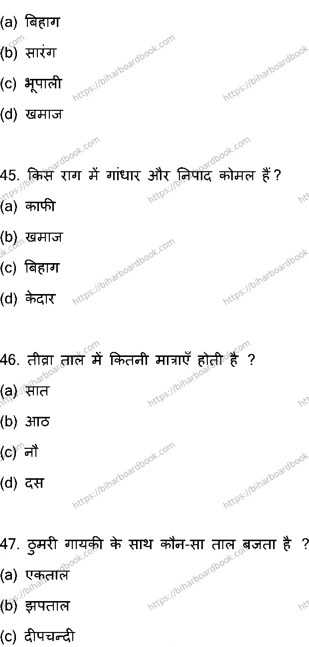 Bihar Board Class 12th 2023 Music Previous Year Paper 13