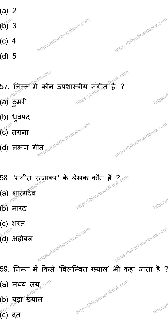 Bihar Board Class 12th 2023 Music Previous Year Paper 16