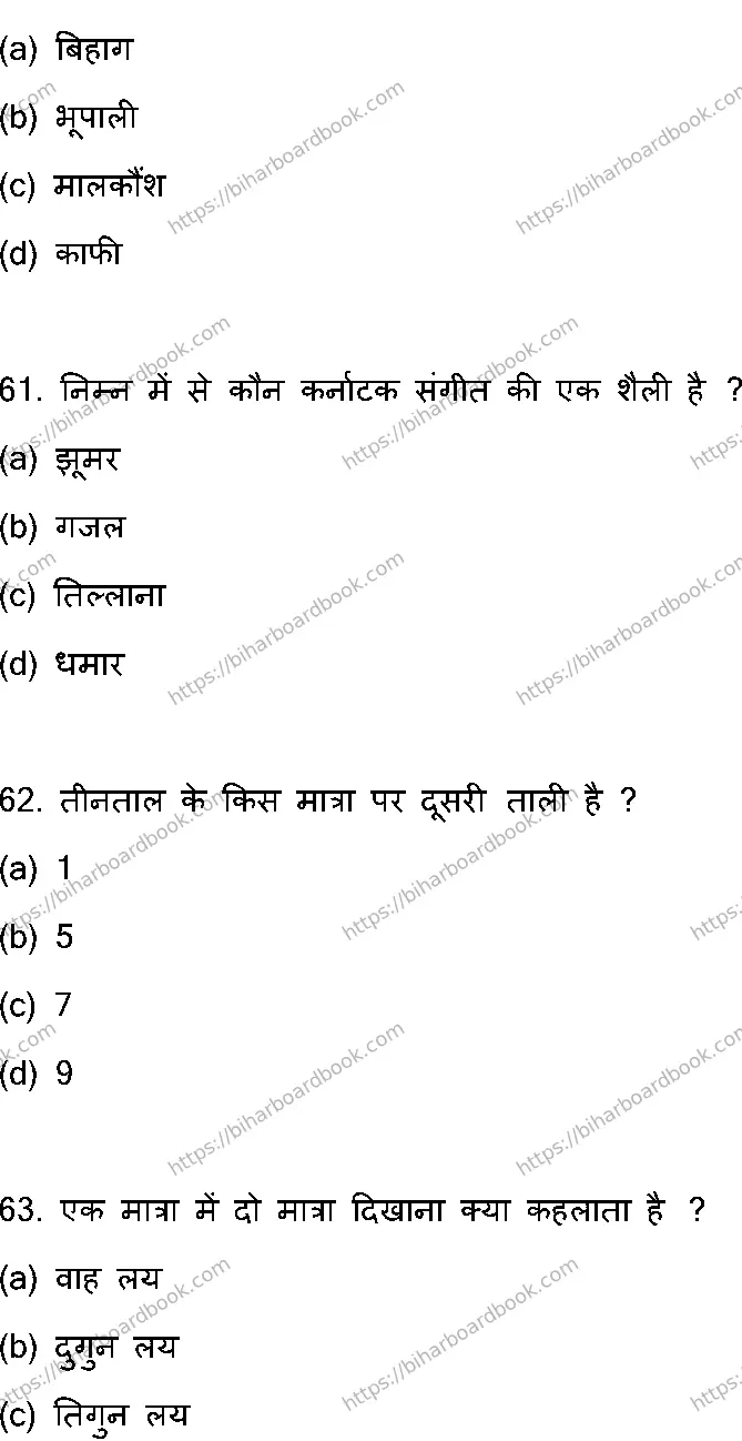 Bihar Board Class 12th 2023 Music Previous Year Paper 17