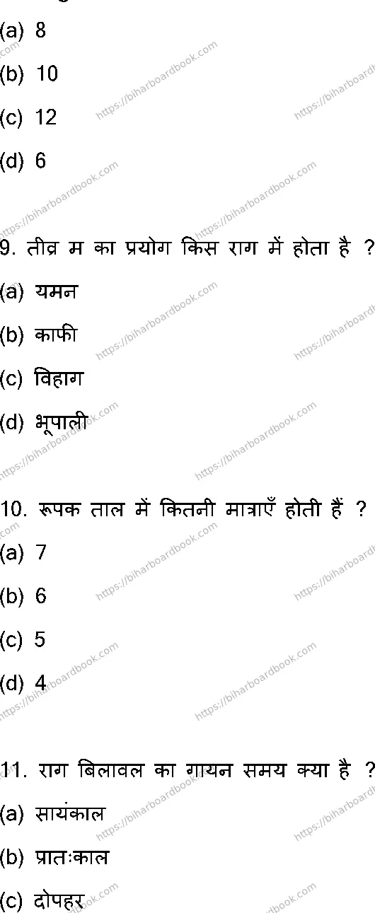 Bihar Board Class 12th 2023 Music Previous Year Paper 4