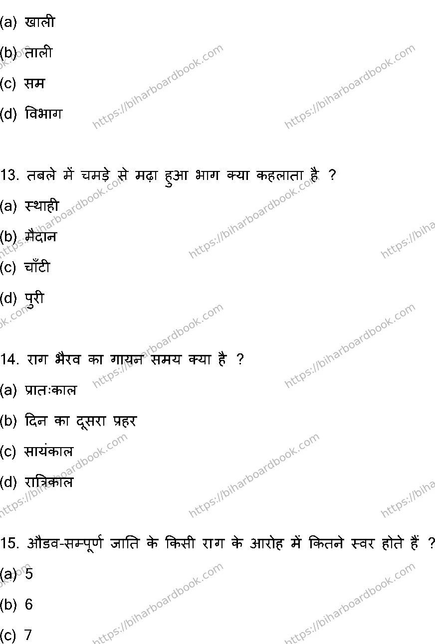 Bihar Board Class 12th 2023 Music Previous Year Paper 5