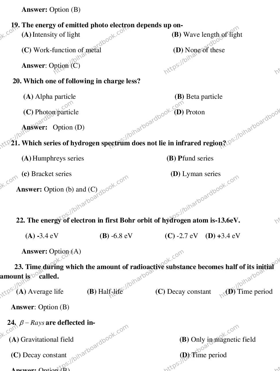 Bihar Board Class 12th 2017 Physics  2017 Previous Year Paper 4