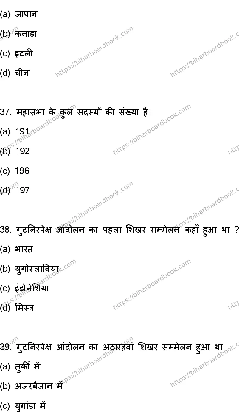 Bihar Board Class 12th 2023 Political Science Previous Year Paper 11