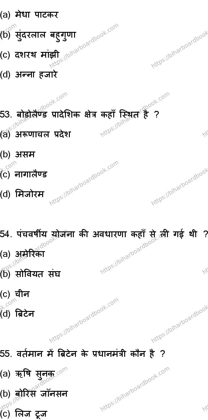 Bihar Board Class 12th 2023 Political Science Previous Year Paper 15