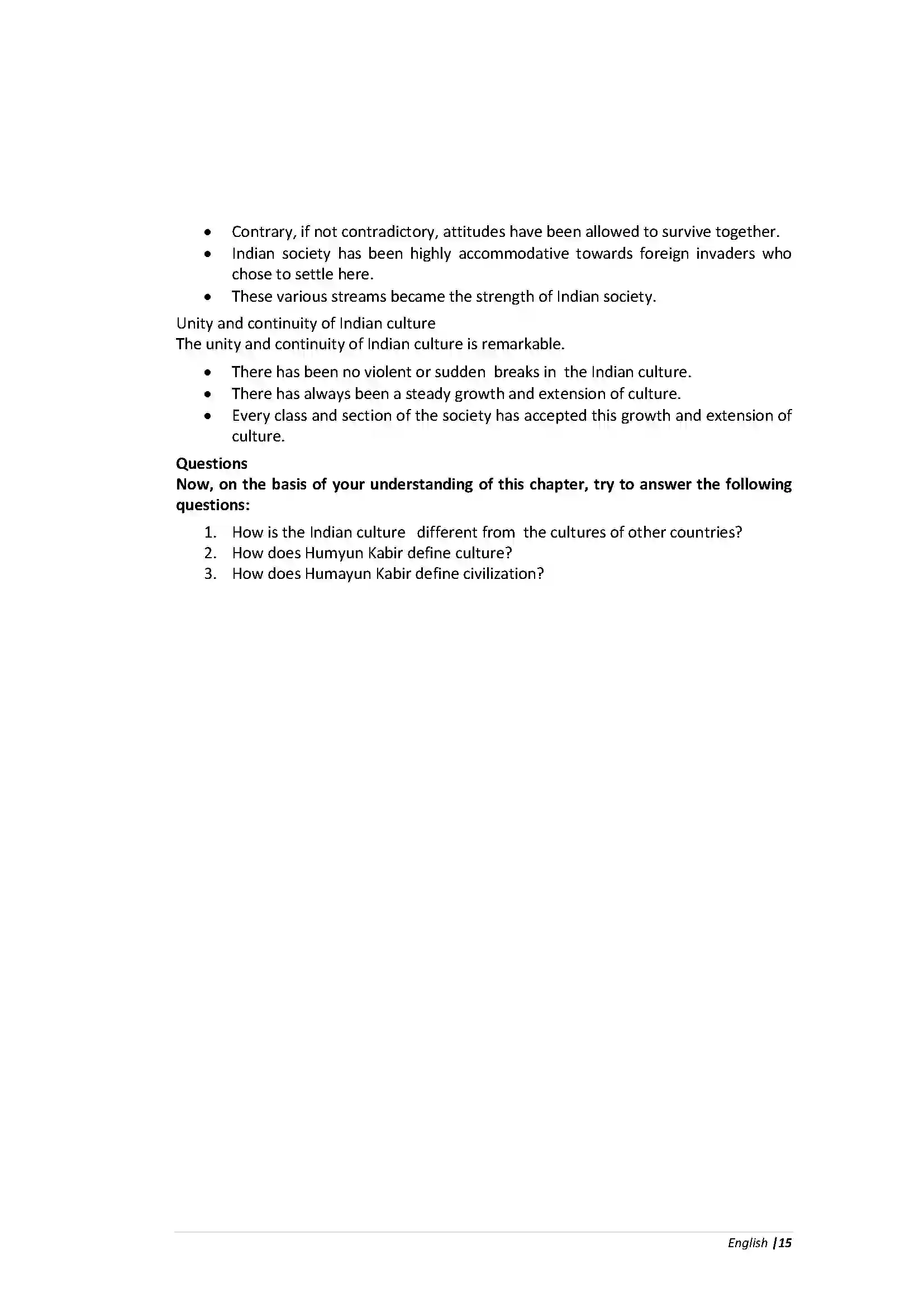 Bihar Board Class 10th English The Unity of Indian Culture  Chapter Revision Note 2