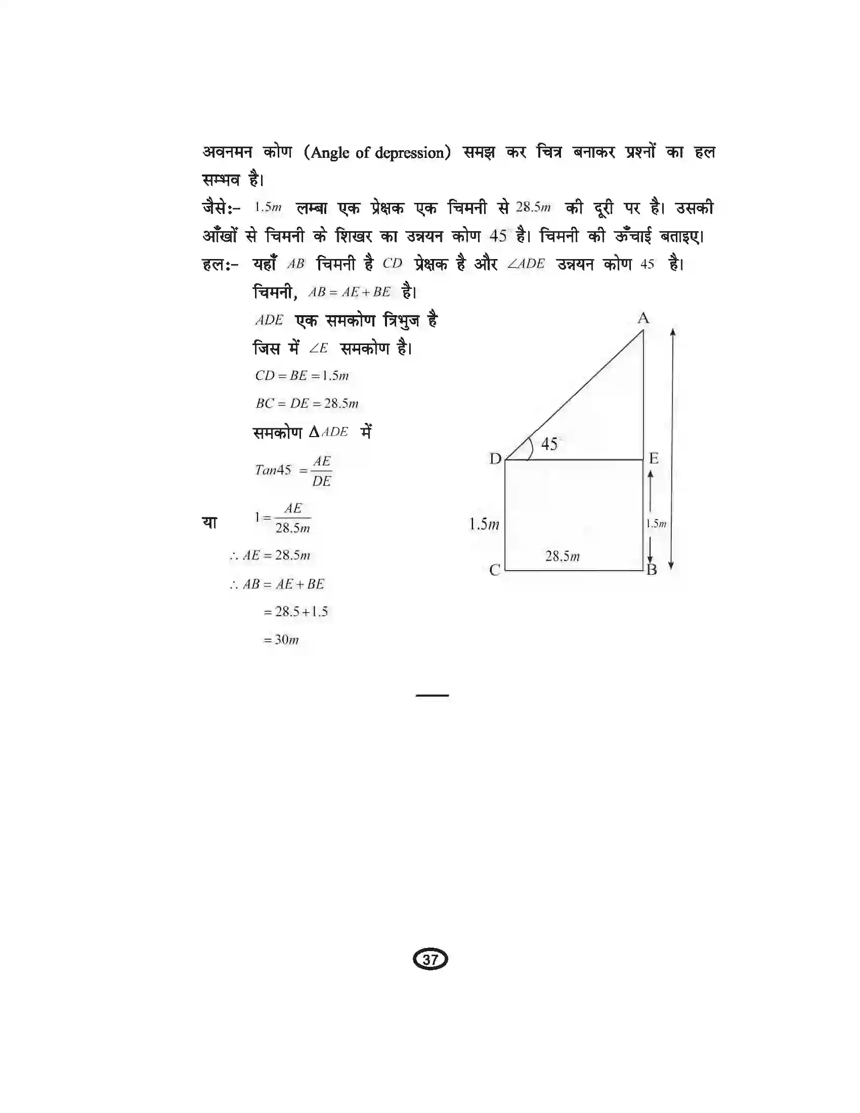 Bihar Board Class 10th Mathematics त्रिकोणमिति के कुछ अनुप्रयोग Revision Note 2