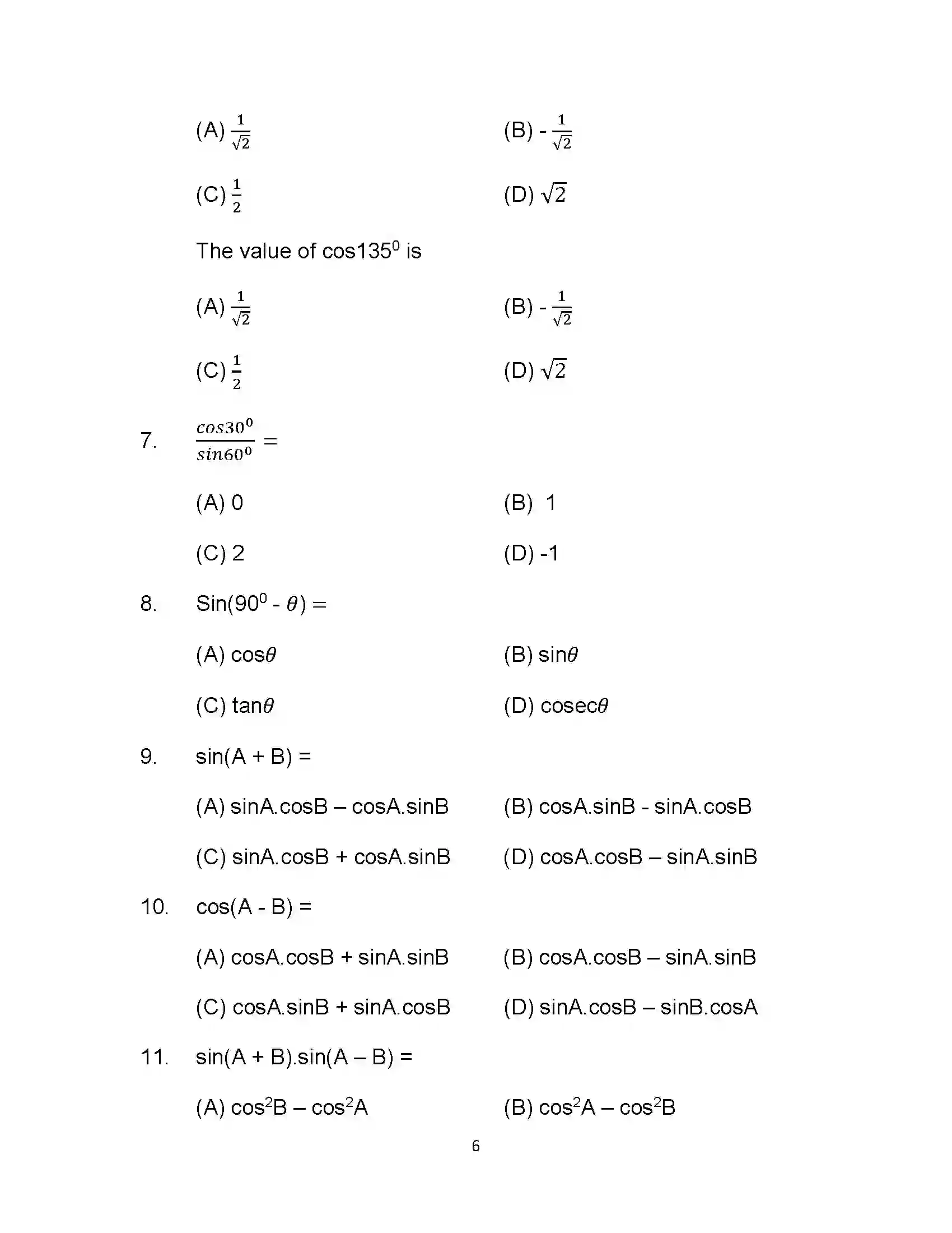 Bihar Board Class 10th 2022 Advanced Maths Sample Paper 6