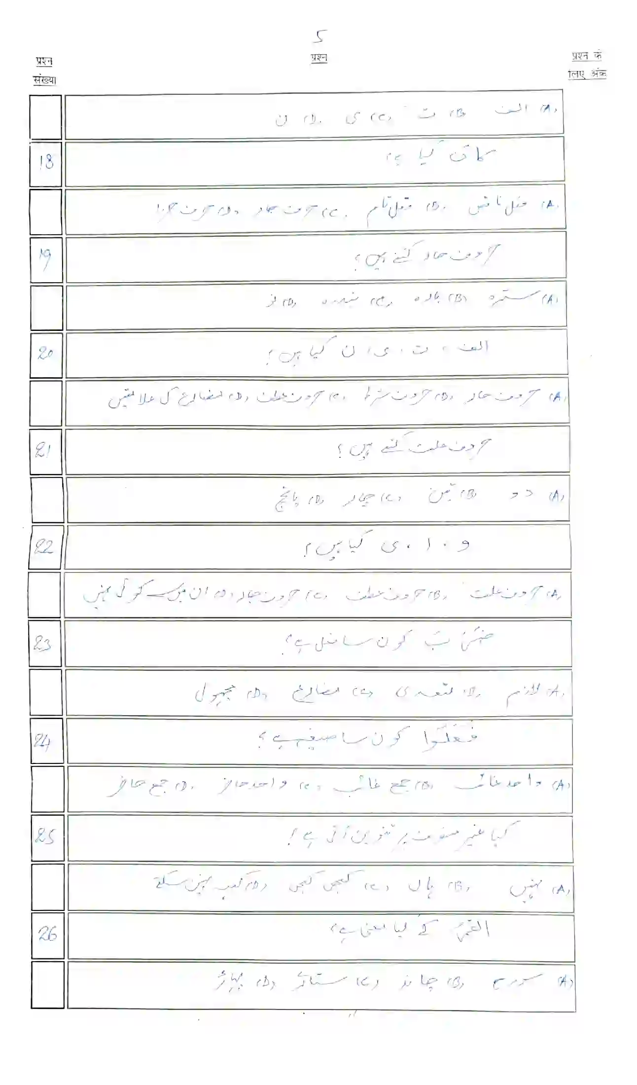 Bihar Board Class 10th 2023 Arabic (107) Sample Paper 5