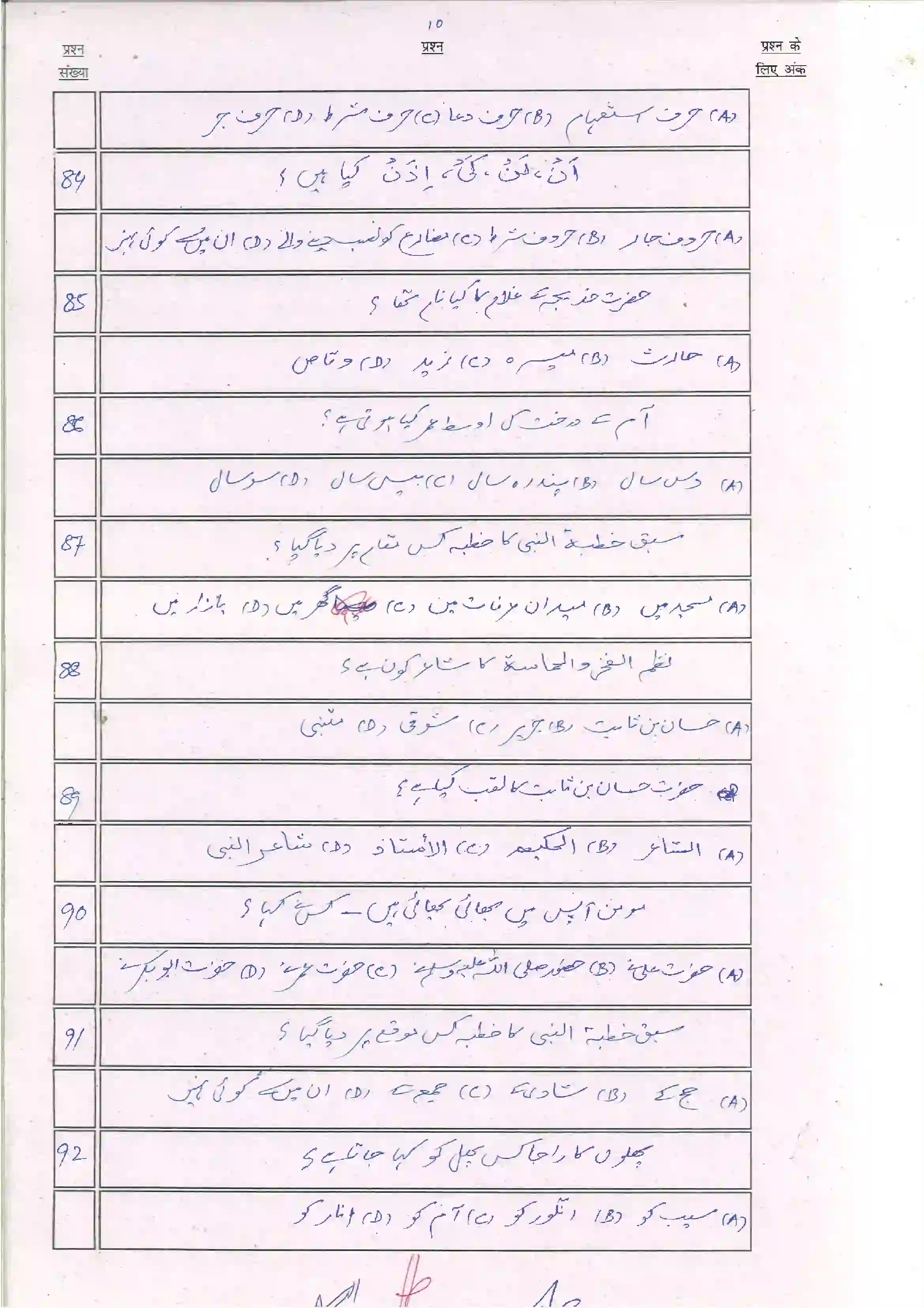 Bihar Board Class 10th 2024 Arabic Sample Paper 12