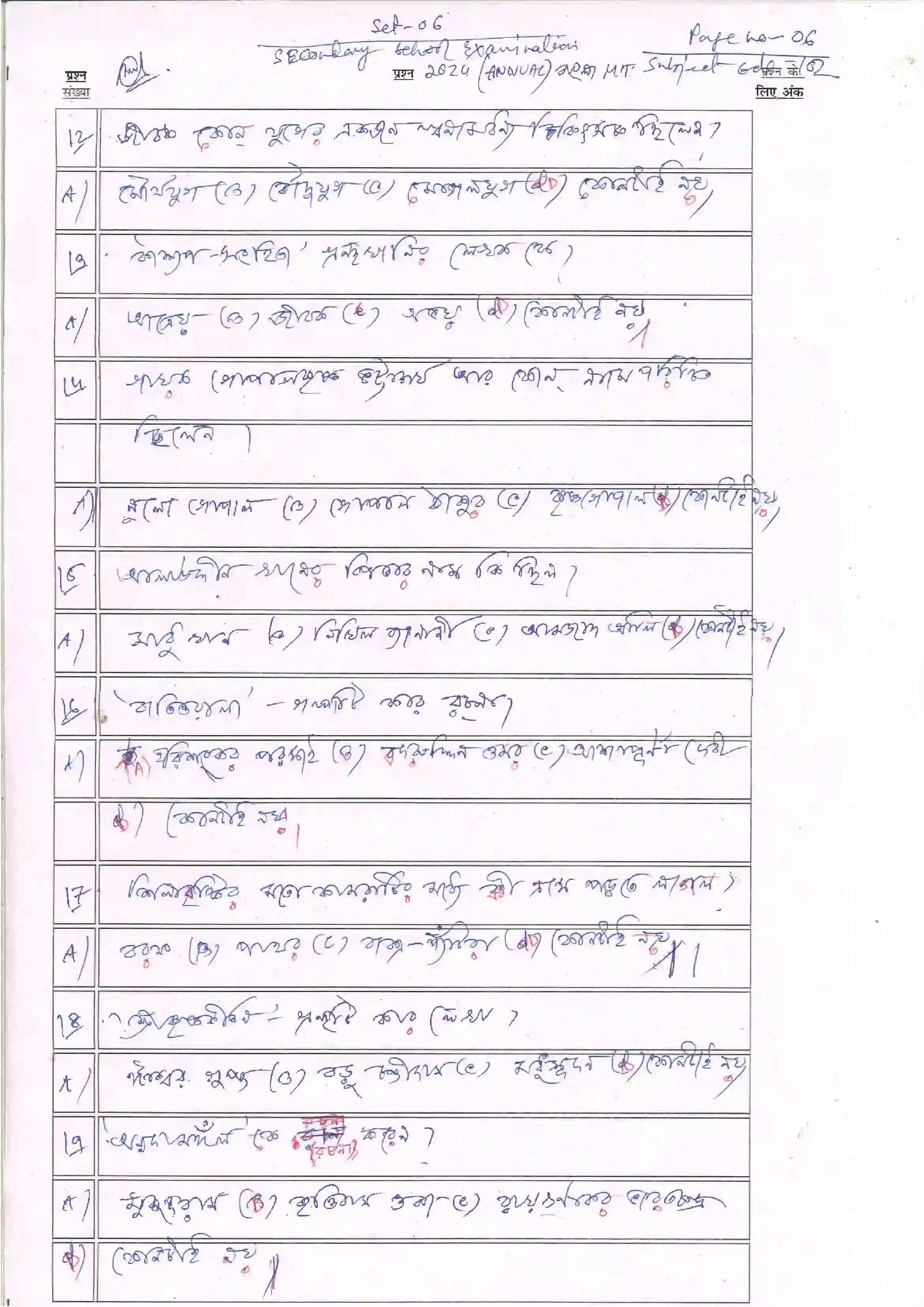 Bihar Board Class 10th 2024 Bangla Sample Paper 6