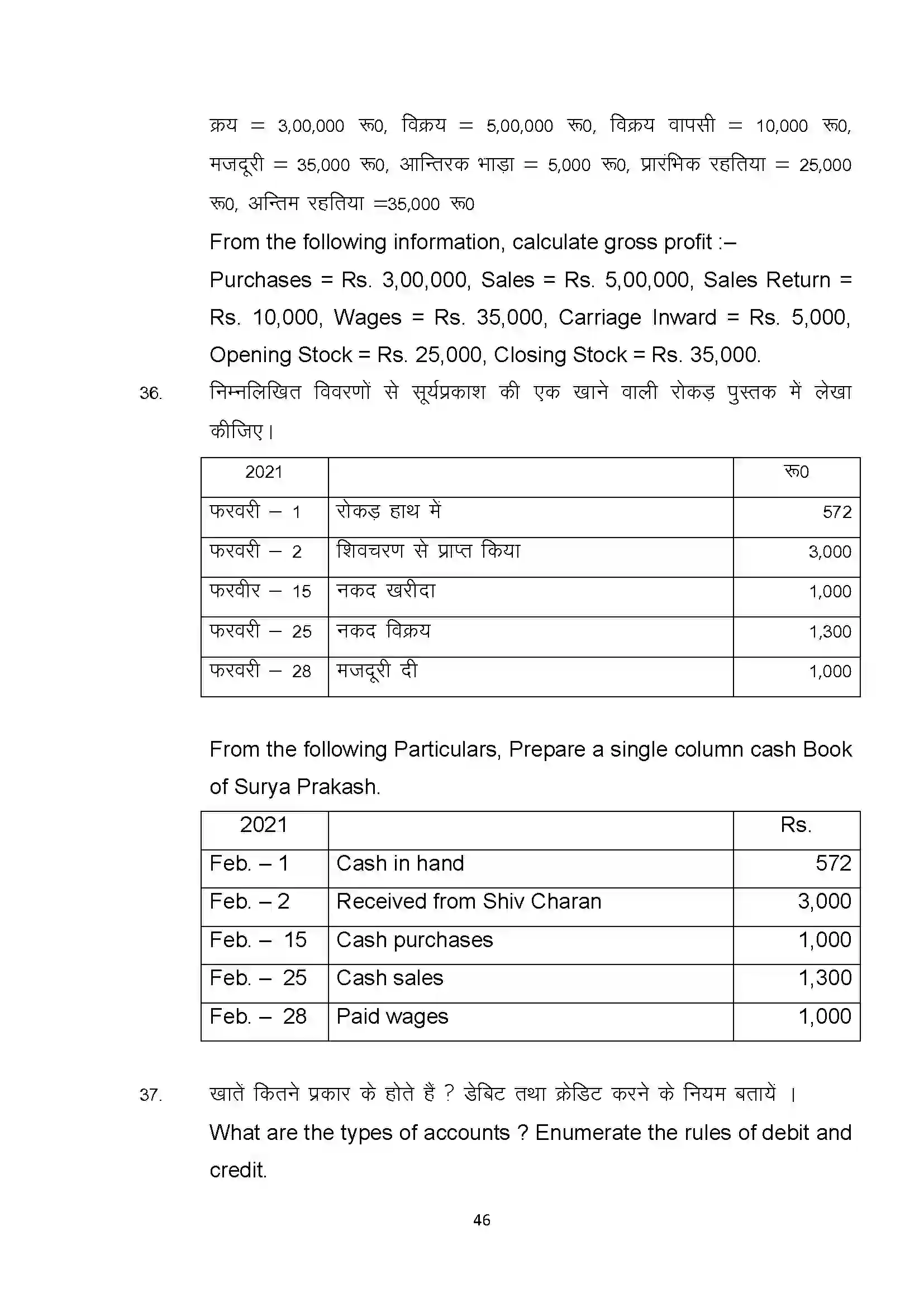 Bihar Board Class 10th 2025 Com Sample Paper 46