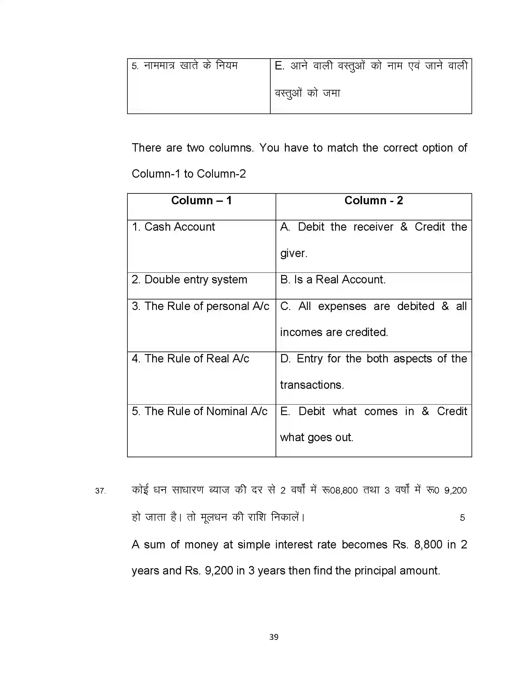 Bihar Board Class 10th 2024 Commerce Sample Paper 39