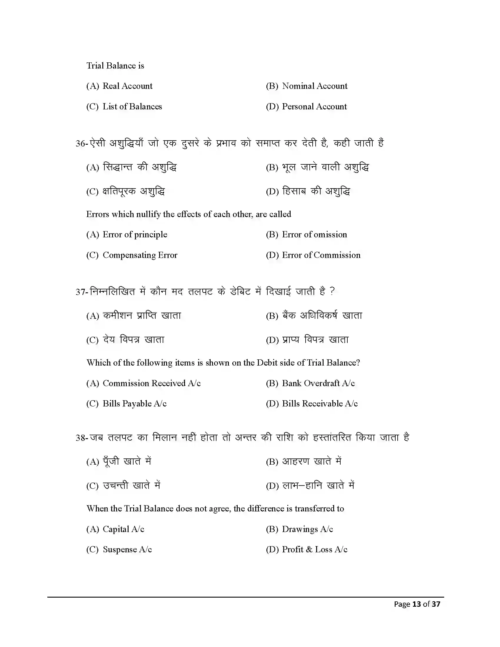 Bihar Board Class 10th 2026 Commerce Sample Paper 13