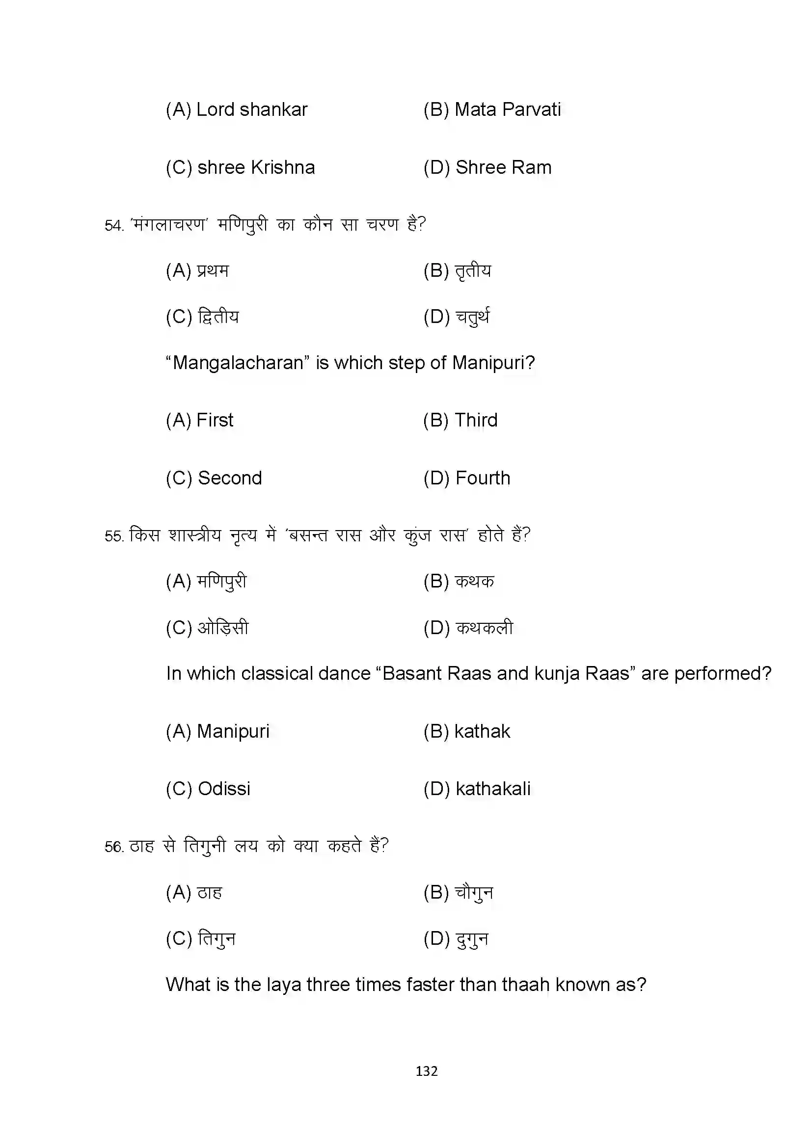 Bihar Board Class 10th 2022 Dance Sample Paper 132