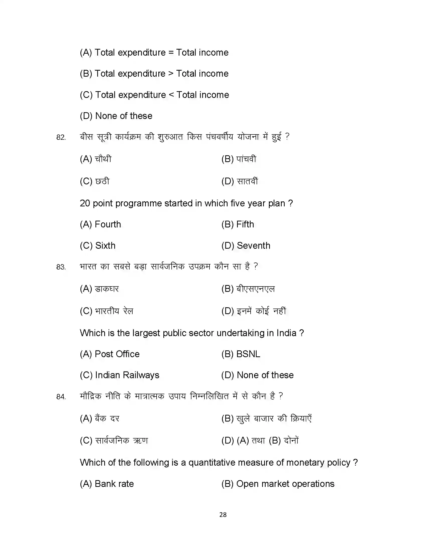 Bihar Board Class 10th 2024 Economics Sample Paper 28