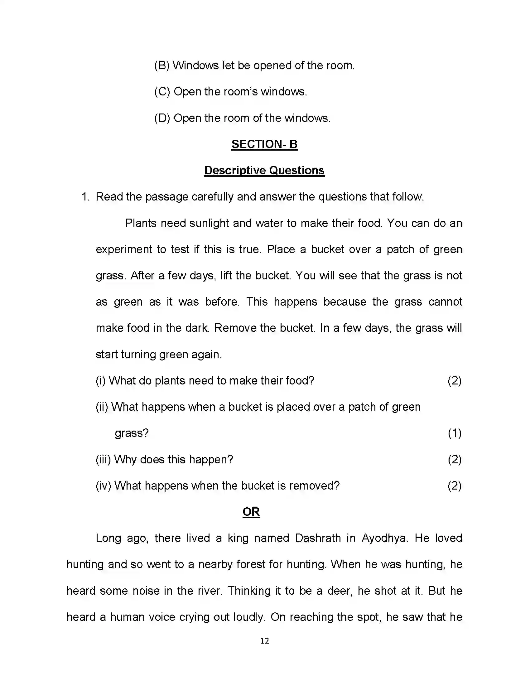 Bihar Board Class 10th 2020 English Sample Paper 12