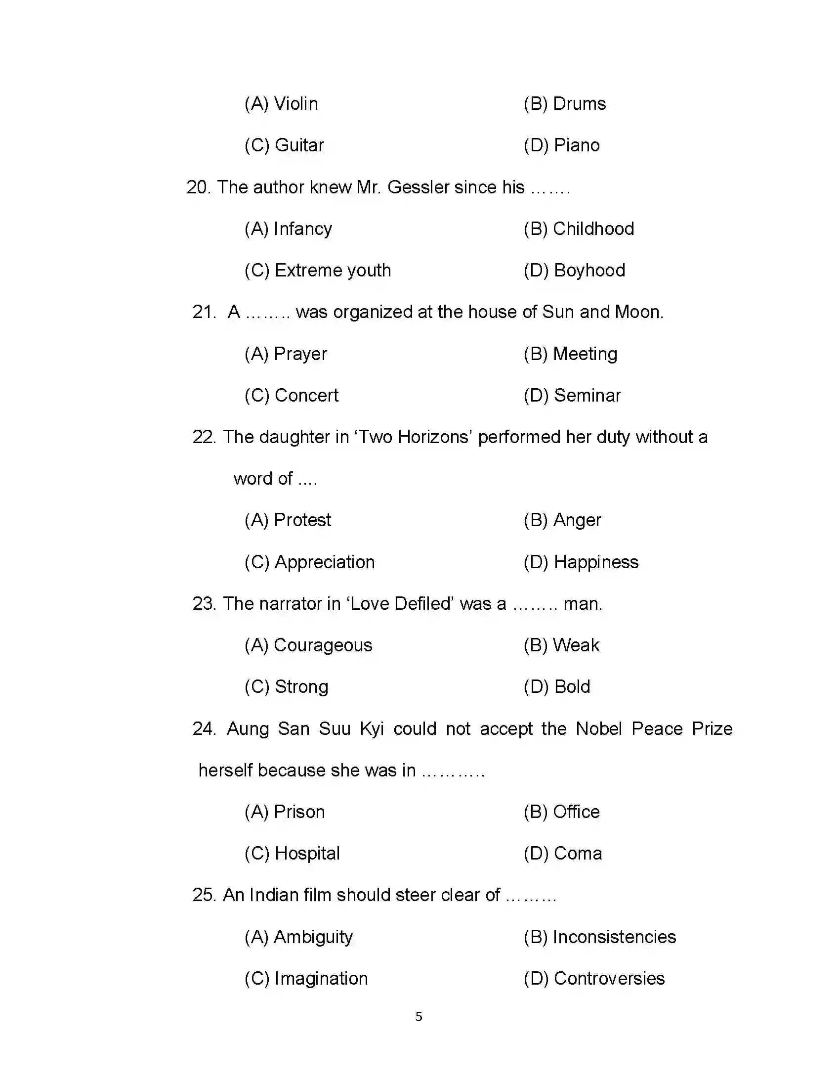 Bihar Board Class 10th 2020 English Sample Paper 5