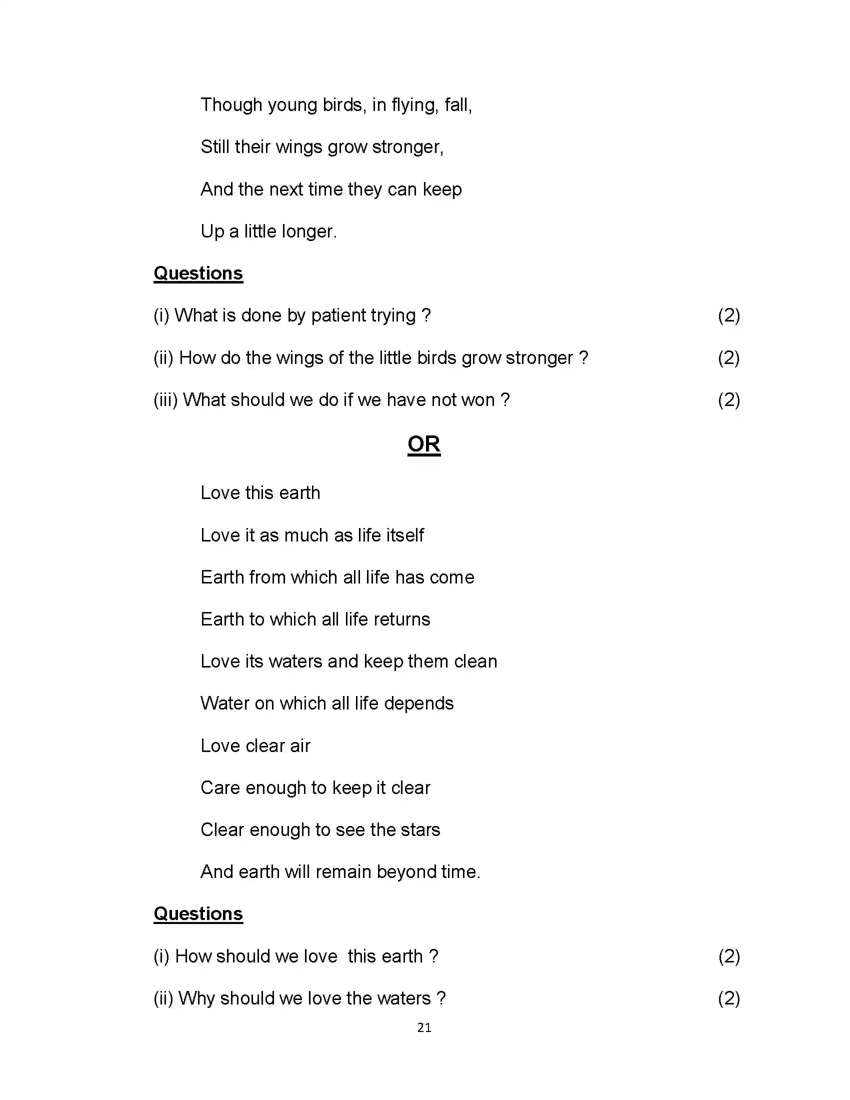 Bihar Board Class 10th 2024 English Sample Paper 21